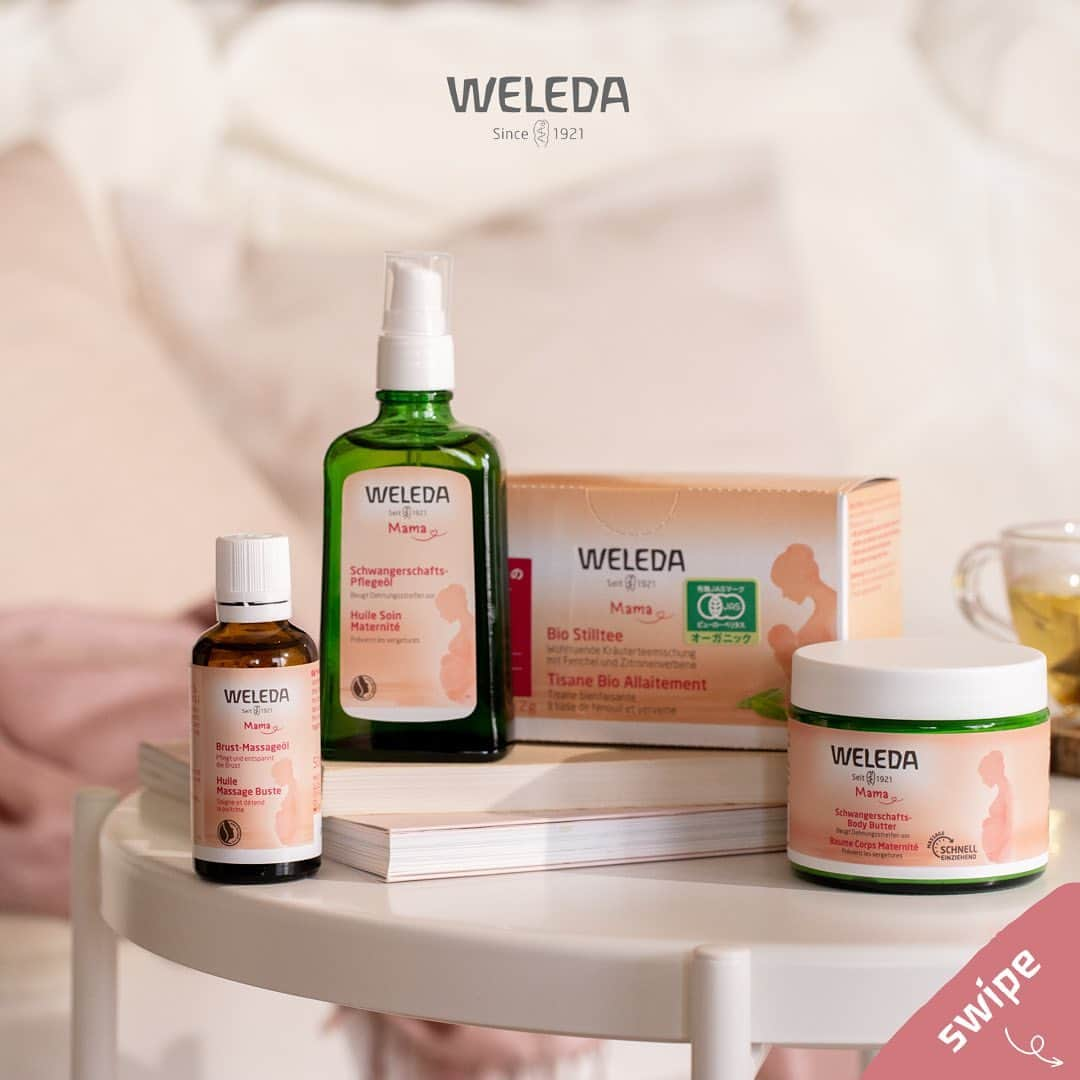 ヴェレダ Weleda Japanのインスタグラム：「【ママの心をほぐすナチュラルケア】  自分の肌にもお腹の赤ちゃんにも特別なものを選びたいあなたへ。  ヴェレダのママケアは、自然であることの心地よさと愛情あふれるママの想いが製品一つひとつに込められています。  世界50ヶ国以上で親しまれているナチュラルケアが、しあわせに満ちたマタニティライフをサポート。  体の変化が大きい妊娠期から産後にかけて使えるオーガニックアイテムを揃えて、 かけがえのない時期を、心地よく健やかに過ごしましょう。  本日は妊娠期から産後の体の変化に合わせたおすすめアイテムをご紹介します。 (画像をスライドしてチェックしてくださいね！)  ご家族やご友人の皆さまへの、プレゼントにもおすすめです♡  ■マザーズ ボディバター🌷　 ￣￣￣￣￣￣￣￣ 日々、大きくなるお腹とともに、乾燥やつっぱり感などのトラブルも増える妊娠期。 乾燥によるつっぱり感をやわらげ、しなやかで柔らかな肌を保ちます。 スッとお肌になじむので、忙しいときの時短ケアにもおすすめ。  植物の潤いで肌を柔らかくしなやかに導きます。  ✔ 100％天然由来成分 ✔ 素早く肌になじむ処方 ✔ 妊娠中の女性に選ばれたやさしいフローラルの香り*1 ✔ 敏感肌テスト済*2 ✔ 産後の肌の引き締めケアにも  ■マザーズ ボディオイル🌸 ￣￣￣￣￣￣￣￣￣￣￣ 妊娠初期から産後までのボディケアに適したマッサージオイル。 急激に大きくなるママのおなかの肌を保湿し、しっかり守ります。  お腹周りのほか、太もも、ヒップ、バストのケアにも。  乾燥によるつっぱり感を和らげ、ハリを与えて弾むような肌に導きます。  オイルはゆっくり、バターはスッと浸透します。 ゆったりとしたい夜にはオイルを、さっと服を着たい朝にはバターがおすすめです！  ぜひ、気分や好みの使用感で使い分けてみてくださいね♡  ■マザーズティー🍵　 ￣￣￣￣￣￣￣￣ 妊娠終盤期から授乳期におすすめの、スパイシーな香りのハーブティー。 レモンバーベナの葉、アニス、ウイキョウ、ヒメウイキョウの実、コロハの種子をブレンド。  100%オーガニック原料を使用しています。  1日に1〜2カップを目安にお飲みください。  ■マザーズブレストオイル🍼 ￣￣￣￣￣￣￣￣￣￣￣￣ 妊娠後期から授乳期のバスト用マッサージオイル ＜甘くスパイシーな香り＞  バストのハリによる不快感をマッサージでケアし、肌をやわらかく保ちます。  アーモンド油がやさしく肌になじむのを感じて。  妊娠8ヶ月頃〜授乳中の定期的なケアがおすすめです。  ╭━━━━━━━━━━━━━━━━╮ 　 　　気になる商品はありましたか？  ╰━━━━━━━ｖ━━━━━━━━╯  🌷：マザーズ ボディバター 🌸：マザーズ ボディオイル 🍵：マザーズティー 🍼：マザーズブレストオイル ぜひ、絵文字を使って、[コメント]で教えてください！  ---------------------------------------------------  商品についての詳細は @weleda_japan のトップページリンクから、 皆さんの使用感は、 #ヴェレダママ #マザーズボディオイル #ヴェレダプレママレポ からご覧いただけます。  もう一度見たい方は、 ぜひ「保存」ボタンを押してくださいね！  #ヴェレダ#WELEDA#weleda#オーガニック#オーガニックコスメ#植物療法#シュタイナー#ホリスティック#オーガニックオイル#天然由来#天然由来成分#プレママ#プレママと繋がりたい#スキンケア商品#産前#妊娠線予防#妊娠線ケア#妊娠線予防オイル#妊娠線対策#オーガニックマザーライフ#プレママライフ#プレママプレゼント#妊娠祝い#産後のお腹#産後ケア#妊娠初期#妊娠中の過ごし方」