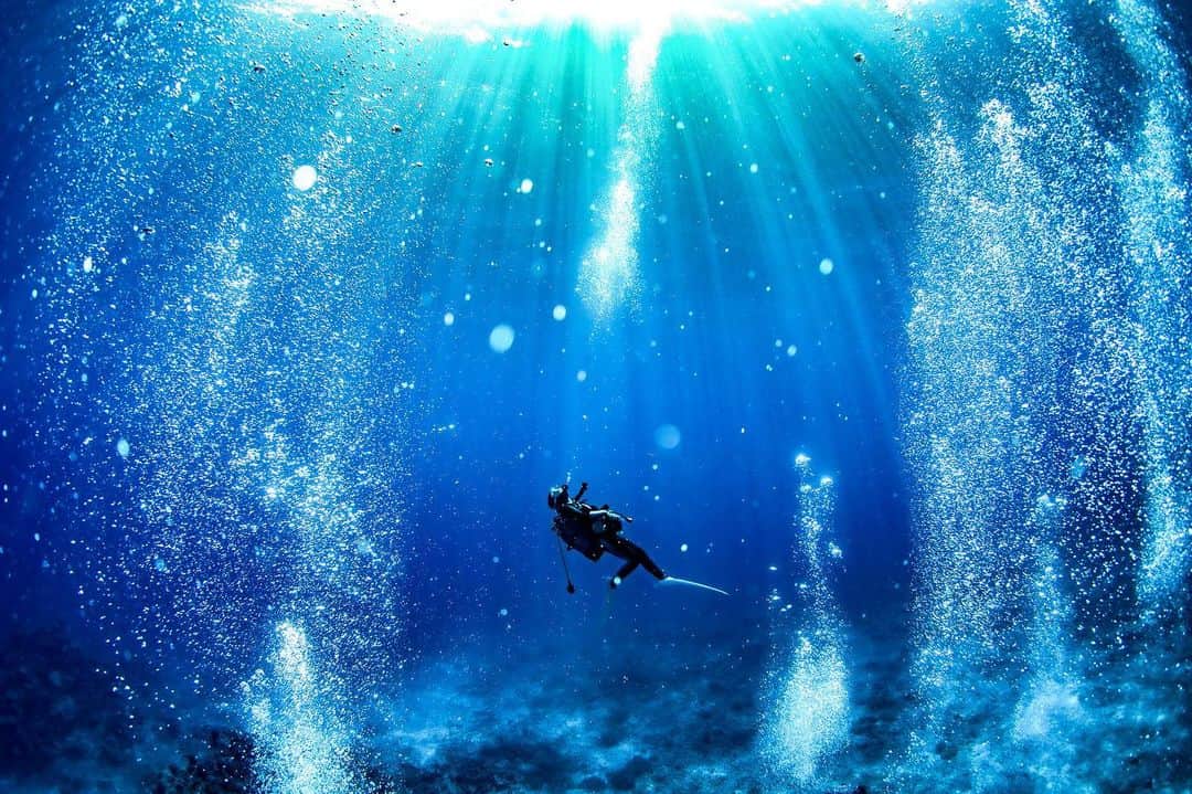 maakoのインスタグラム：「🫧🩵🧜🏽‍♀️🩵🫧  いつかの大好きな写真🩵🫧  この曲聴いたら🎧 この写真がパッと頭に浮かんだ💭🫧  📷by @yasuyo.pic  船に帰る途中また太陽🌞見上げて浮いてたら 素敵な瞬間を切り取ってくれていて🥹 ありがとうございます☺️🩵」