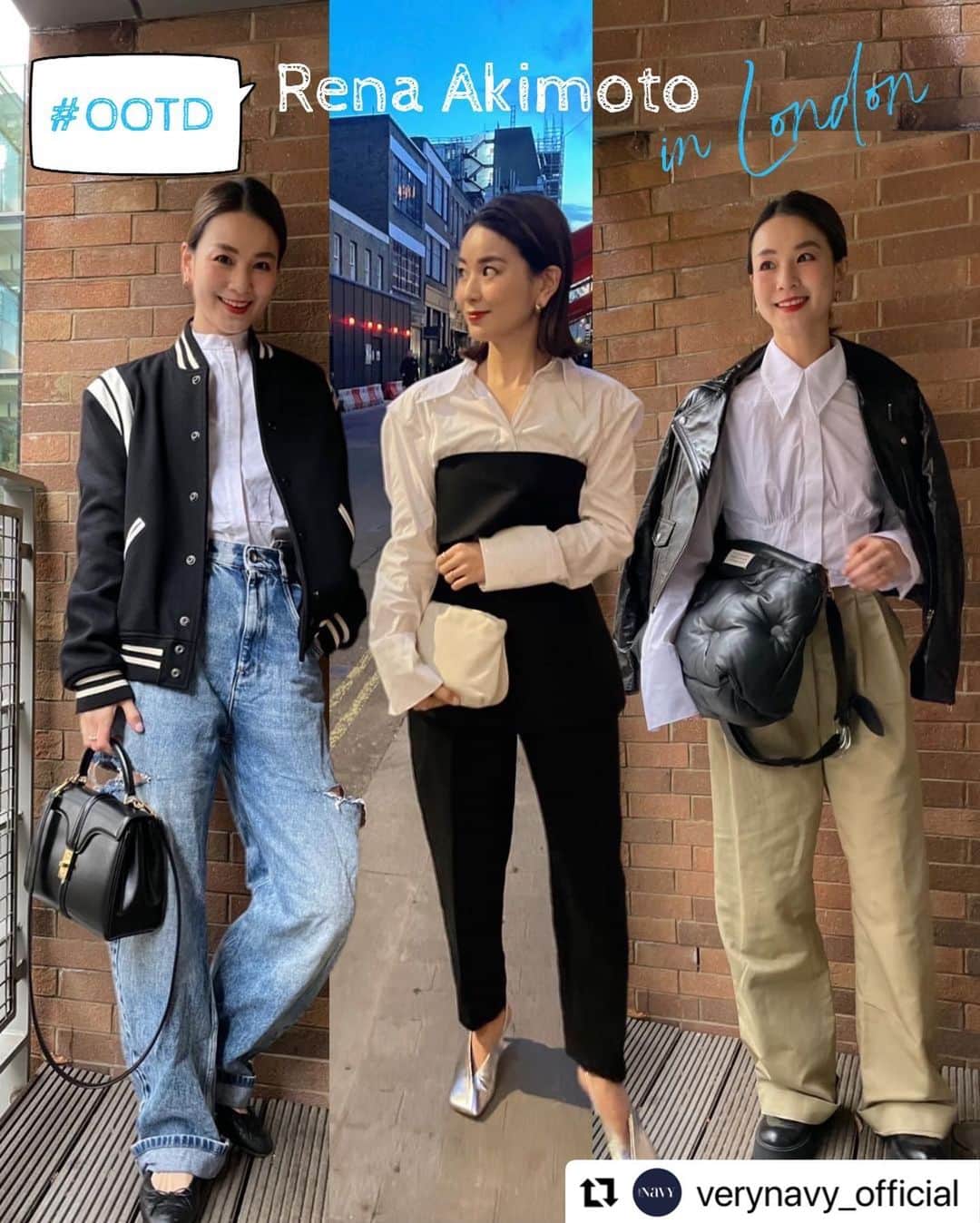 のインスタグラム：「@verynavy_official のウェブサイトで特集していただきました🙏🥰 ストーリーのリンクから、よろしければご覧ください🙇‍♀️  I'm thrilled to announce that my fashion has been featured on the website of the Japanese fashion magazine @verynavy_official.  Thank you so much for this incredible opportunity！  Repost @verynavy_official with @use.repost ・・・ . “白シャツベースのロンドン暮らしが 気になる✨”として フリーアナウンサー 秋元玲奈さんの コーディネートを WEBにてご紹介しています。  海外での３人の育児に心折れそうになる時も、 「ファッションが救ってくれる」と語る秋元さん。 価値観も国籍も多様なロンドンの学校に お子さんを通わせているからこそ、 自分の個性をきちんと出す服装を心がけているんだとか。  ロンドンに移住して よかったなと思うこと、 秋元さんが目覚めたロンドンでの 着こなしルールなどを 詳しくご紹介中✔✔✔  プロフィールのWEBから ぜひチェックしてみてください🤍🖤 #記事へはストーリーズからもとべます  #産地直送的に ✨ #現地からリアルなお写真 #いただけるの見応えあります 😊 #秋元玲奈 #ロンドンSNAP ❗️ #VERYNaVY #VERYNaVYWEB #NaVYリーダーズ #NaVYスナップ」