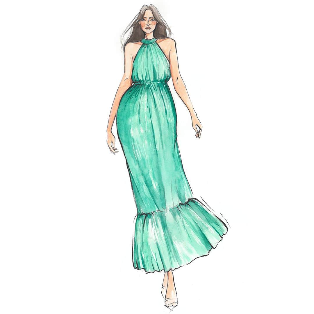 のインスタグラム：「Nos stylistes mettent tout leur coeur dans leur travail pour vous proposer des looks chics, féminins et tendances 😍 Swipez vers la droite pour découvrir la robe créée, suite au dessin 💚 Vous aimez ?    #MorganDeToi #MyMorganCrush #NouvelleCollection #NewCo #EscapadeParisienne」