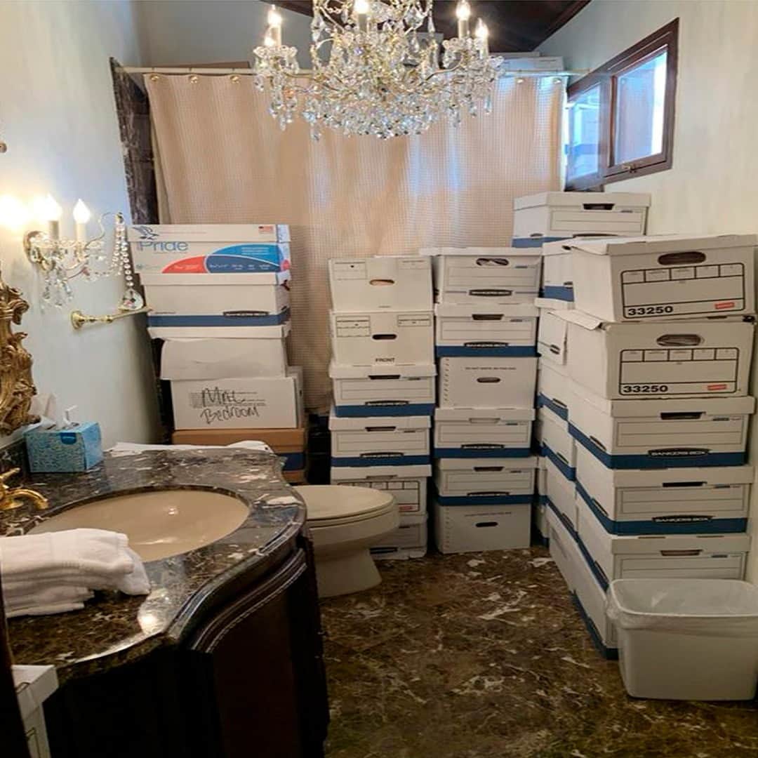 TIME Magazineのインスタグラム：「A federal judge in Florida unsealed former President Donald J. Trump’s indictment, which says that Trump stored boxes containing classified documents throughout Mar-a-Lago.  Photos from the indictment show boxes of records being stored throughout his estate: In a bathroom and shower in the Lake Room, in a storage room, and on the stage in the White and Gold Ballroom.  Photographs by Justice Department/@apnews」