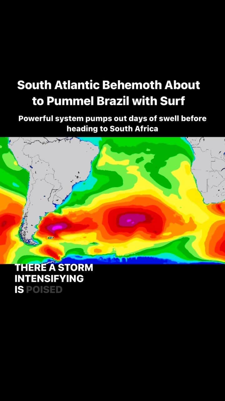 surflineのインスタグラム：「#Incoming : Brazil, Uruguay, and Argentina first then on to the West Coast of Africa. As always, stay tuned to the latest forecast updates on our app and site.」