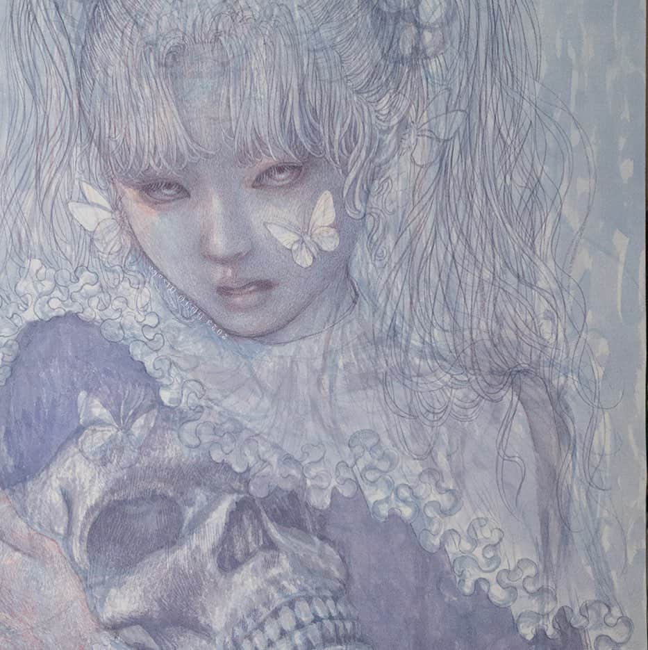 後藤温子さんのインスタグラム写真 - (後藤温子Instagram)「WIP💀🦋三日目  #watercolor on cotton cloth #soloshow @beinartgallery #july2023  #melbourne」6月10日 21時33分 - gotsukooo