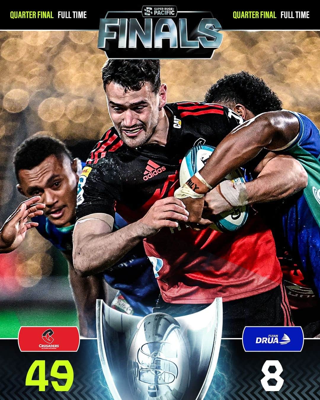 Super Rugbyのインスタグラム：「CRUSHED! 💥  #CRUvDRU #SuperRugbyPacific #WelcomeToYourSuperStage」