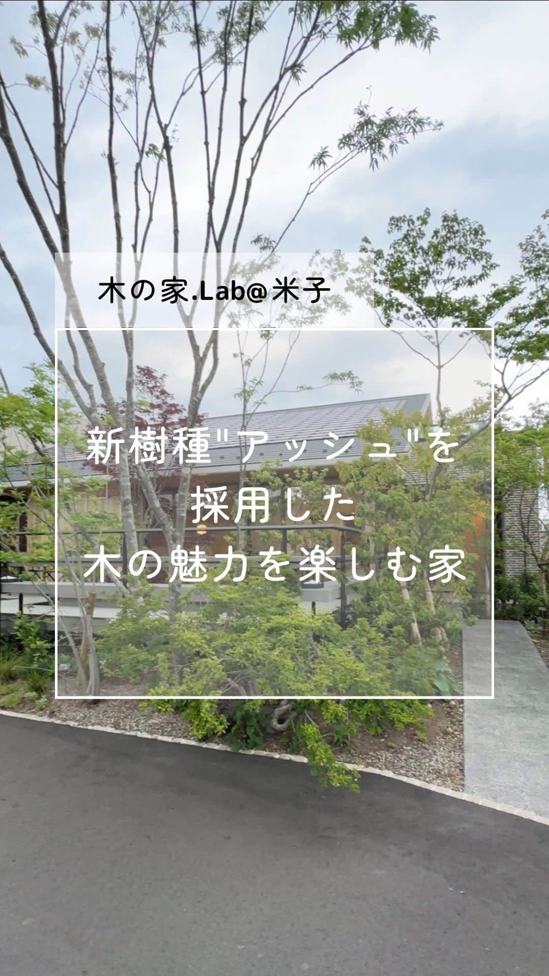 住友林業株式会社_戸建住宅公式のインスタグラム：「#ルームツアー で見る、住友林業の新しい#モデルハウス 。 ※じっくりご覧になりたい方は、全画面表示にして、長押しタップすると一時停止できます👆 今回は、新樹種「アッシュ」を採用した、鳥取県の平屋風リアルサイズ展示場「木の家Lab.@米子」のご紹介。  一番の見どころは「アッシュ」の美しい木目と白さ。床と・壁・天井と内装を統一しても軽やかな雰囲気になるのは、明るいアッシュならではの魅力。 ニュアンスカラーやブラックのインテリアとのコーディネートもお楽しみいただけます。  LDKのソファやダイニングテーブルなどの家具は、あえてコンパクトで動かしやすいサイズをチョイス。 ドアを２つ設けて、将来は２つに区切れるようにした子ども部屋も、置き家具を中心にコーディネート。  生活シーンや家族構成の変化に応じて自由にカスタマイズできる、シンプルで軽やかな暮らしをご提案しています。  住友林業の展示場には、暮らしや住まいづくりに役立つアイディアが盛りだくさん♪  *……*……*……*……*……*……*……*……* ぜひお近くの展示場・ショールームでご相談してみませんか。  『ご来場予約フェア』 期間中にWEB予約の上、展示場・ショールームにご来場の方に 【住友林業オリジナル木製コースター】プレゼント！ 住友林業こだわりの銘木でつくられた、数量限定 木製オリジナルコースターです。  期間：6月1日(木)～6月30日(金)まで  お近くの展示場検索は、 @sfc_ie ハイライト"来場予約"をチェック！ *……*……*……*……*……*……*……*……*  #住友林業  #住友林業の家  #すみりんの家  #平屋暮らし  #あらわし梁  #家づくり  #展示場  #展示場巡り  #暮らしを楽しむ  #庭のある暮らし  #アッシュ材  #回遊動線  #家事動線  #注文住宅  #自由設計の家  #木のある暮らし  #大開口  #木の家づくり  #理想の家づくり  #設計デザイン  #こだわりの家  #リビングインテリア  #空間コーディネート  #テラスのある家  #外観デザイン  #ナチュラルモダン  #TREEing  #森を育てる家」