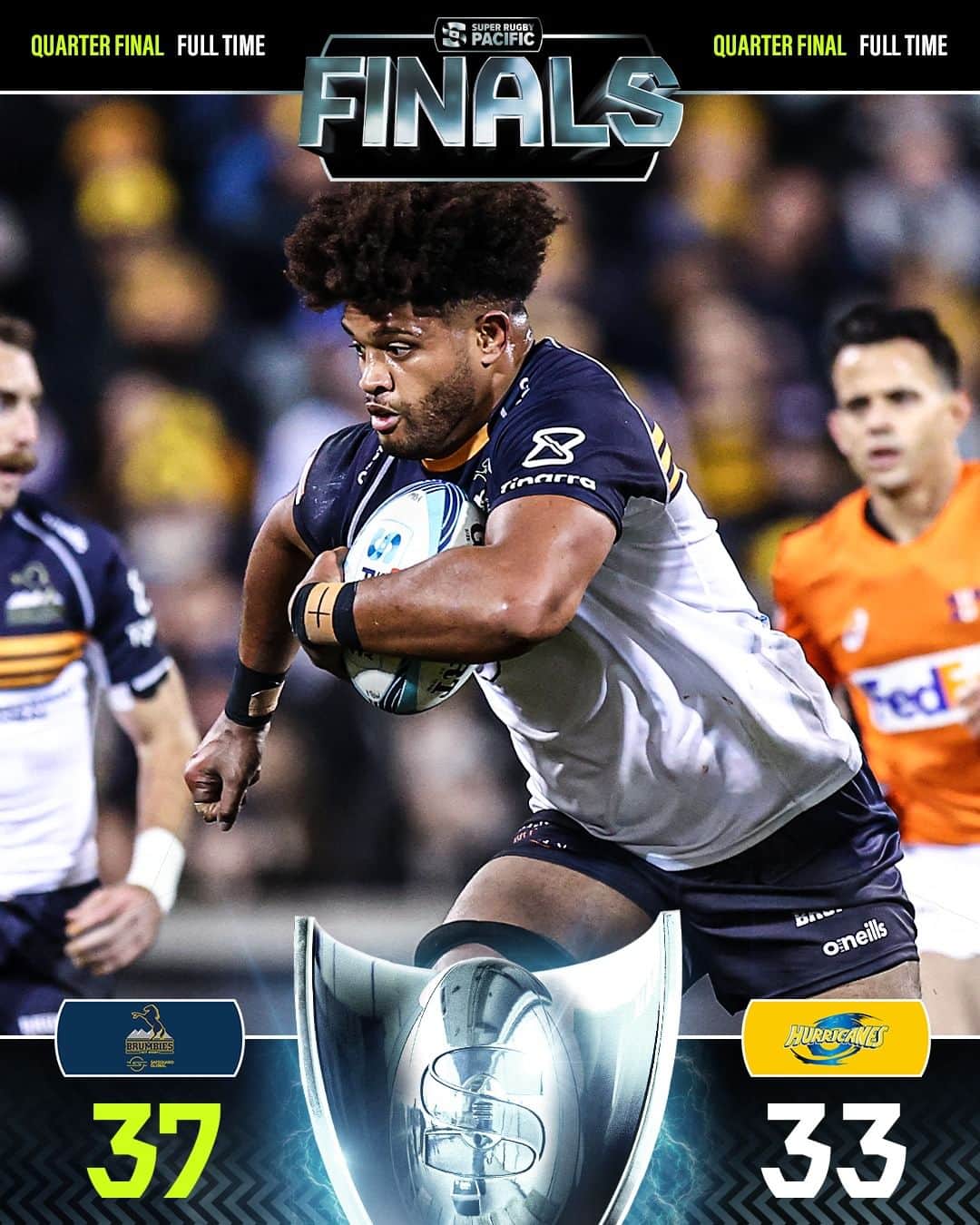 Super Rugbyのインスタグラム：「THRILLER, THRILLER, THRILLER!   @brumbiesrugby break on through to the Semi Finals!  #BRUvHUR #SuperRugbyPacific #WelcomeToYourSuperStage」
