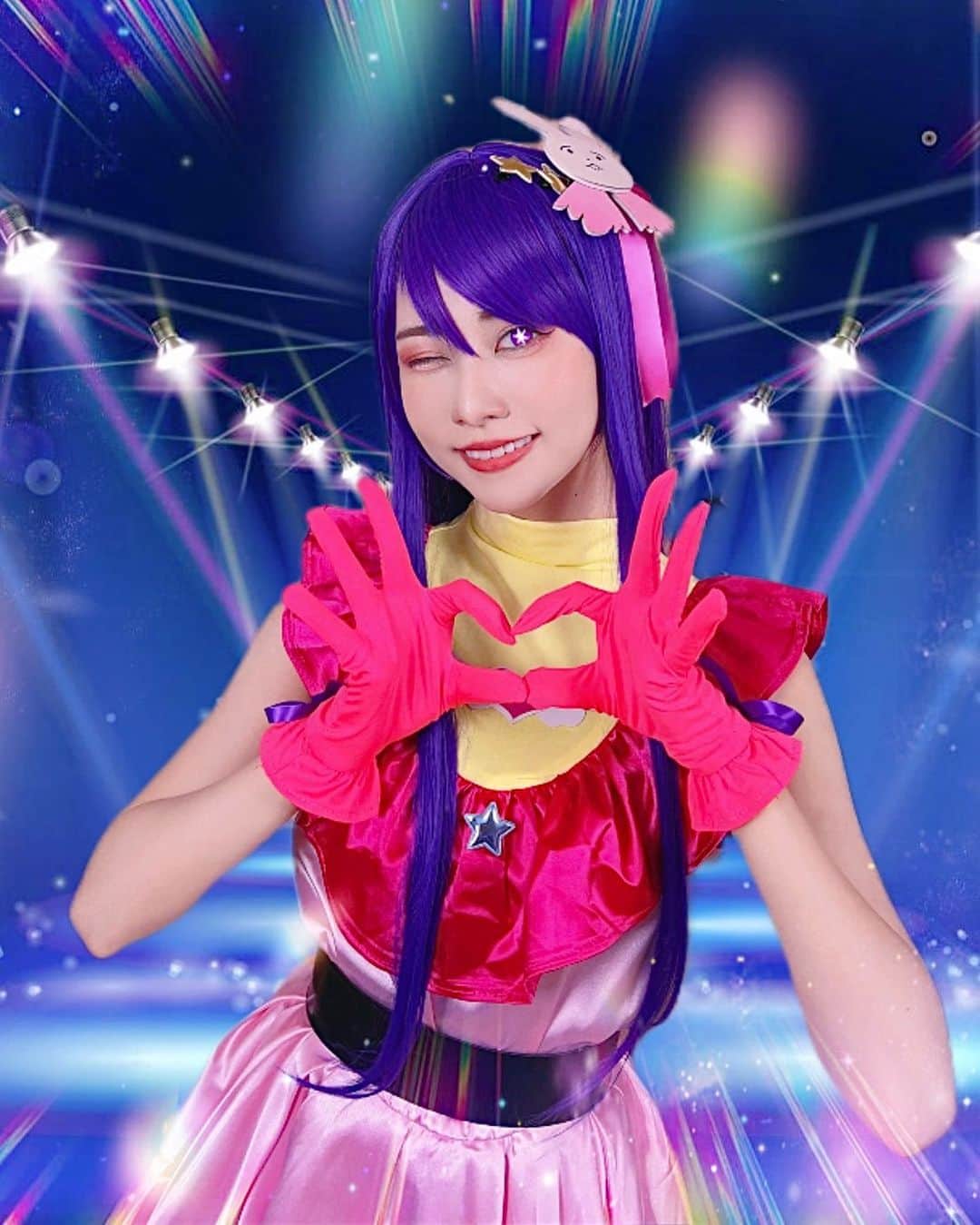 阿部マリアのインスタグラム：「你推的瑪利亞來了🫶🏻🌟 最新YT影片裡我第一次cosplay動漫角色 我推的孩子的 #星野愛 ちゃん爹斯💖 這次很感謝玄子さん幫我化成愛ちゃん 讓我體驗新世界爹斯～～ 還沒看影片的大家記得來看看喲😉🫶🏻 #推しの子 のコスプレしてみた。」