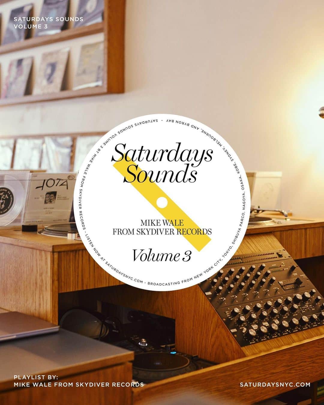 サタデーズのインスタグラム：「The latest installment of Saturdays Sounds is live now with selected cuts from Mike Wale (@waleeee) of Melbourne-based record shop, café and pizza bar, @skydiverrecords.   Link in bio to listen.」