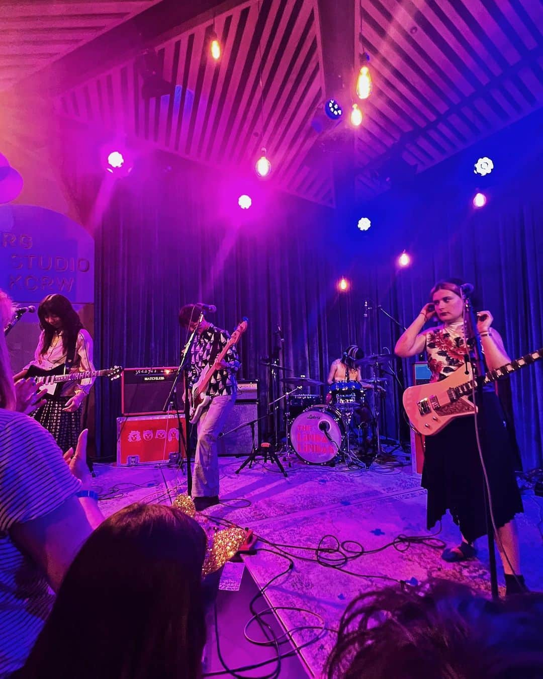 Zooey Miyoshiのインスタグラム：「Finally got to watch @the_linda_lindas up close and have photos and videos to prove it 🎸 It was the most epic night @kcrw 🤘🏻Here’s to manifesting that @wearetherookie5 can open for them one day 🤩 . . . #thelindalindas #kcrw」