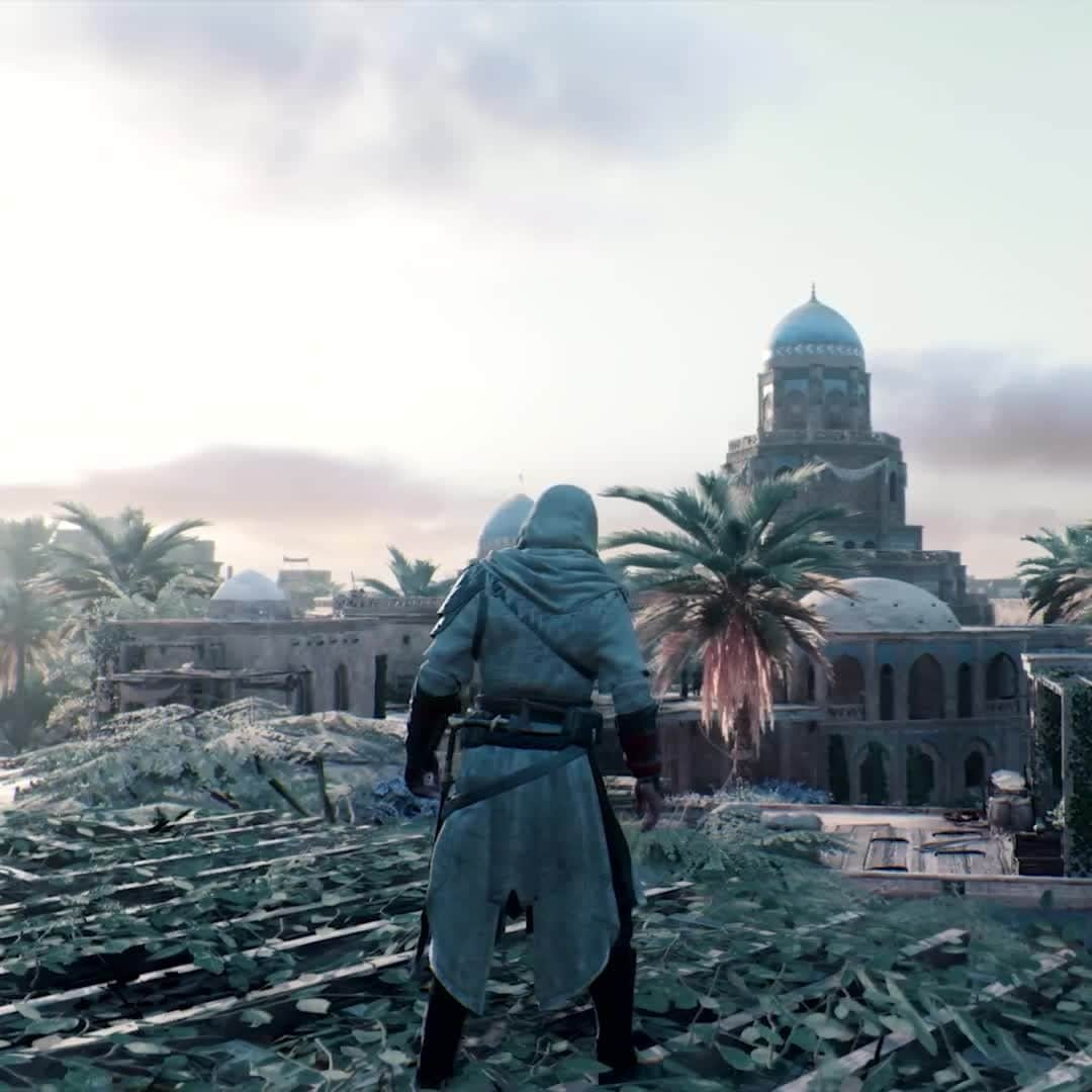 アサシン クリードのインスタグラム：「We are excited to announce that Assassin’s Creed Mirage will include as an option a nostalgic visual filter inspired by the desaturated blue/gray color palette from the first AC game. #AssassinsCreed  To learn new and exciting information about Mirage, check out our first behind the scene video on Youtube!」