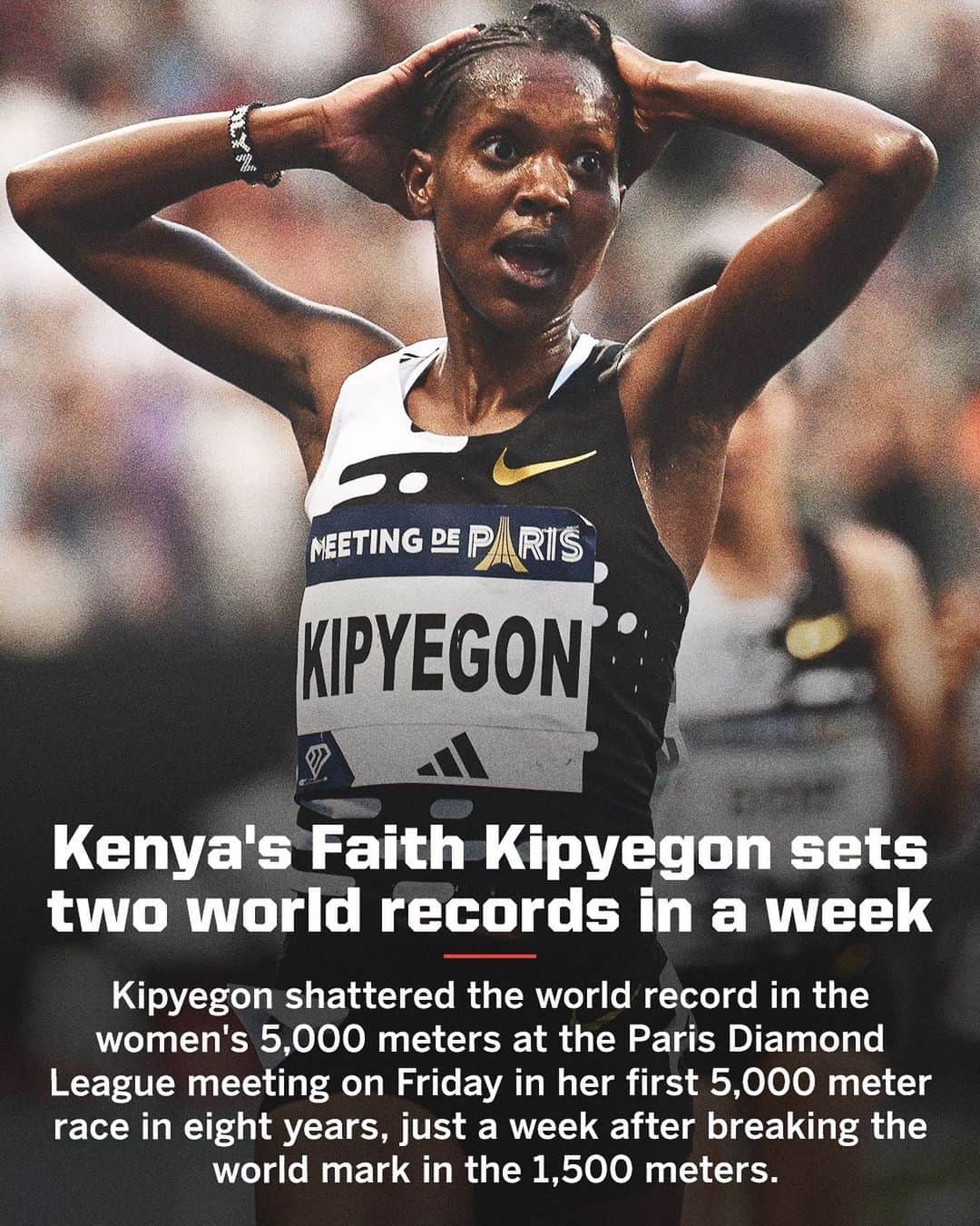 espnのインスタグラム：「What an incredible week for Faith Kipyegon 👏 #ThatsaW   Link in bio for more.」