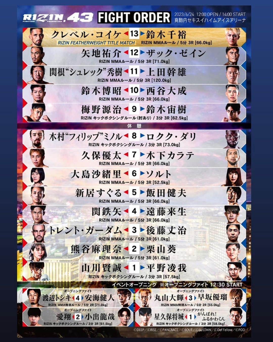 RIZIN FF OFFICIALのグルメインスタ