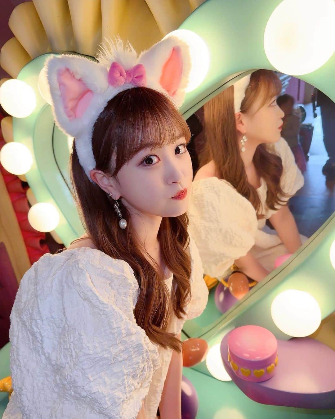 のインスタグラム：「🎀 カチューシャはマリーちゃんにしたよ🐈🩷  #つばきファクトリー#tsubaki_factory#ハロプロ#新沼希空 #かわいい #kawaii #idol #アイドル#マリーちゃん #ディズニーランド #コメント#よろしくお願いします」