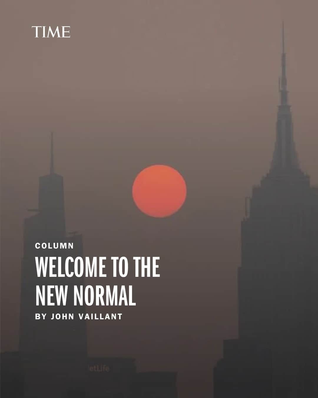 TIME Magazineのインスタグラム：「"Welcome to our weird new world. Out west, orange skies have become a feature of fire season from L.A. to Anchorage. Over the past few years, most west coast cities have earned the title: worst urban air quality in the world, beating out the usual suspects in Asia. Now it’s New York’s turn, and Boston’s, and New Haven’s. We feel your pain, and we dread that smell. This particulate-laden smoke is truly unhealthy; it gets in your eyes and nose, but what is most damaging is what it does to your head: your home, the world you thought you knew, is no longer quite the same. You feel a new precarity, and a creeping fear: what if it doesn’t go away?"  Read John Vaillant's full piece at the link in bio.  Photograph by Yuki Iwamura-Bloomberg」