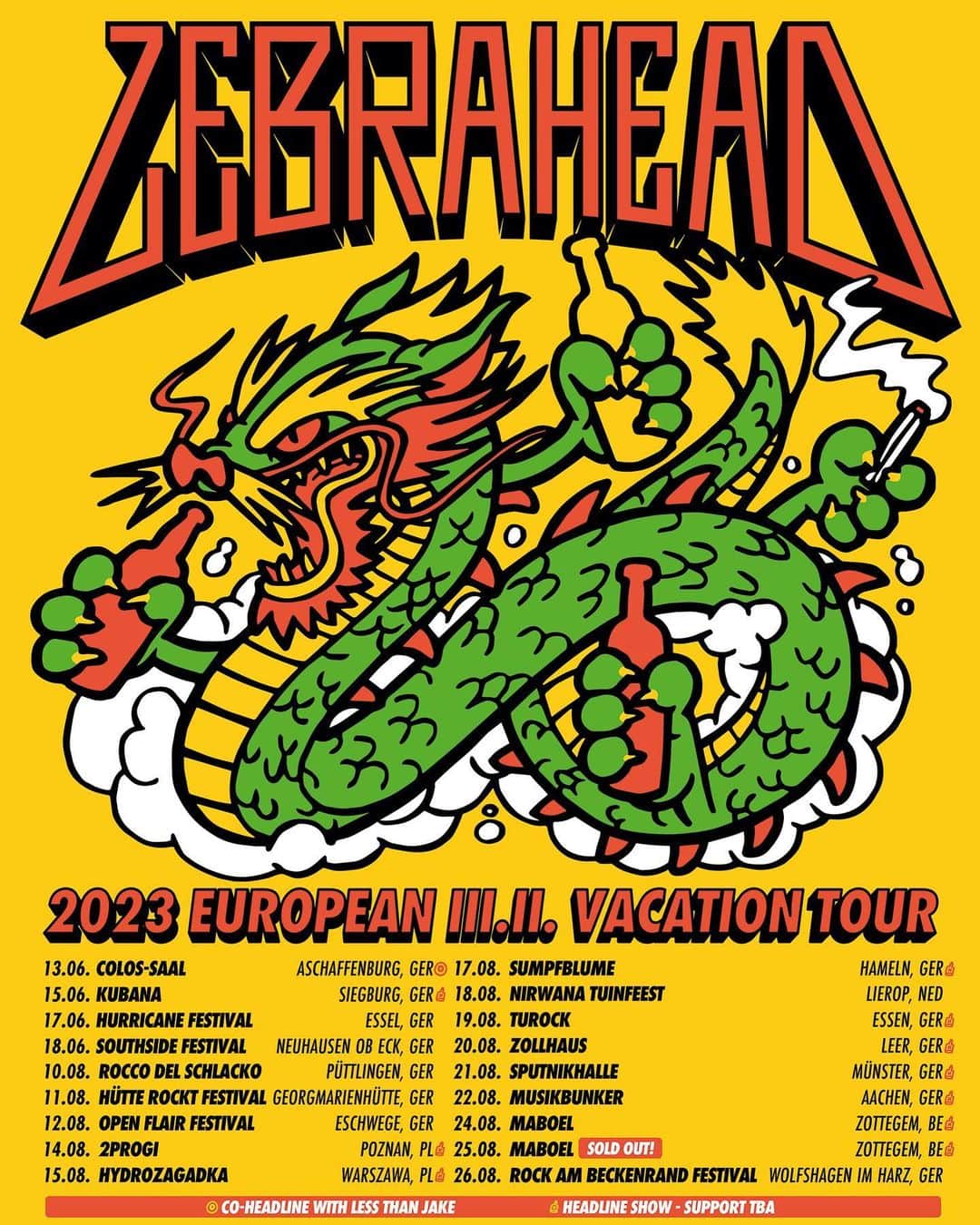 Zebraheadさんのインスタグラム写真 - (ZebraheadInstagram)「Tonight we are at the Bastard Club in Osnabrück!  Check out the poster for the rest of summer fun. Second show added August 24th in Belgium.  It’s about 80% sold…..so don’t sleep on it. Get your tickets ASAP.  Most links at  ZEBRAHEAD.com」6月11日 22時09分 - zebraheadofficial