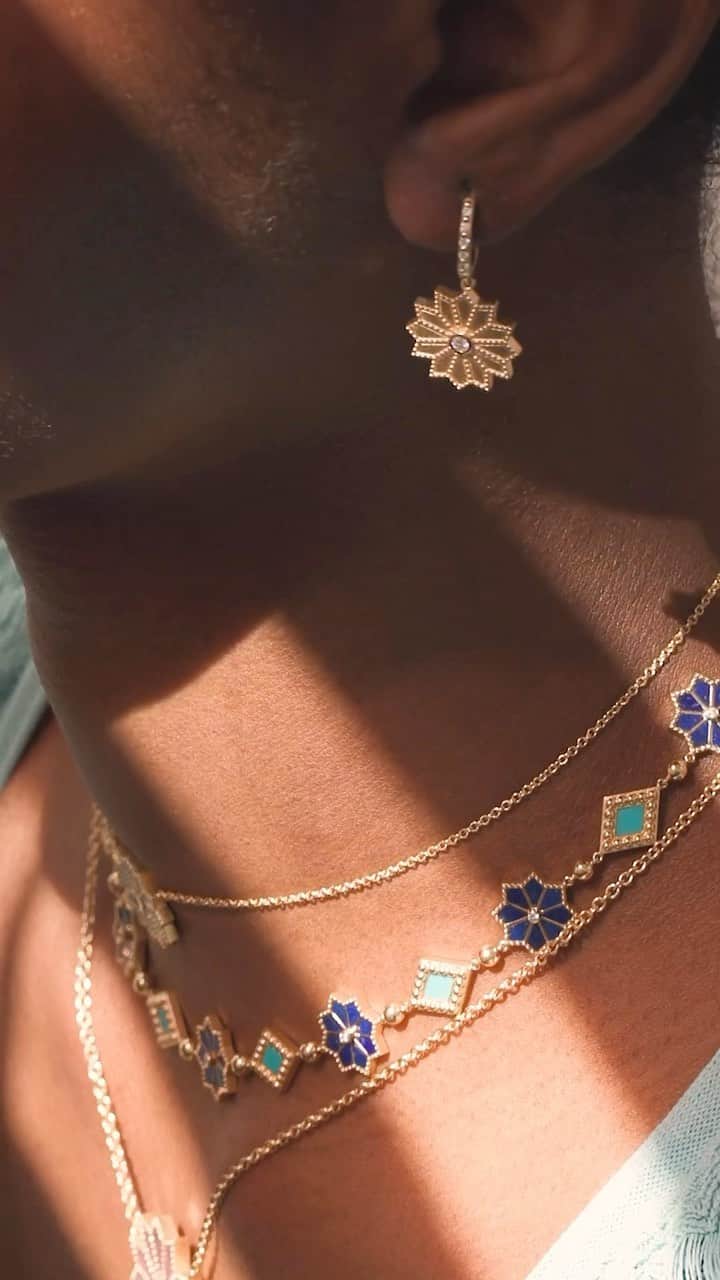 Harrodsのインスタグラム：「Drawing on inspirations from East and West, #OrlyMarcel’s talismanic jewellery is rich with symbolism from sacred flowers and sunbursts to mandalas and evil eyes. What’s more, its shimmering touches of mother-of-pearl and bright pops of turquoise make it ideal for summer.  Find it in Jewellery on the First Floor and at harrods.com.  #Harrods #HarrodsFineJewellery」