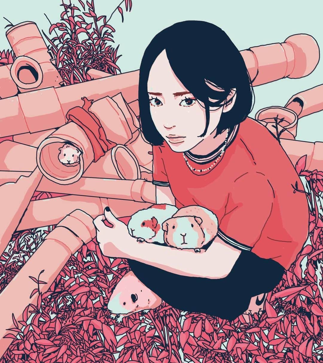 のインスタグラム：「いいよ #モルモット #天竺鼠 #japanesegirl #illustration #drawing」