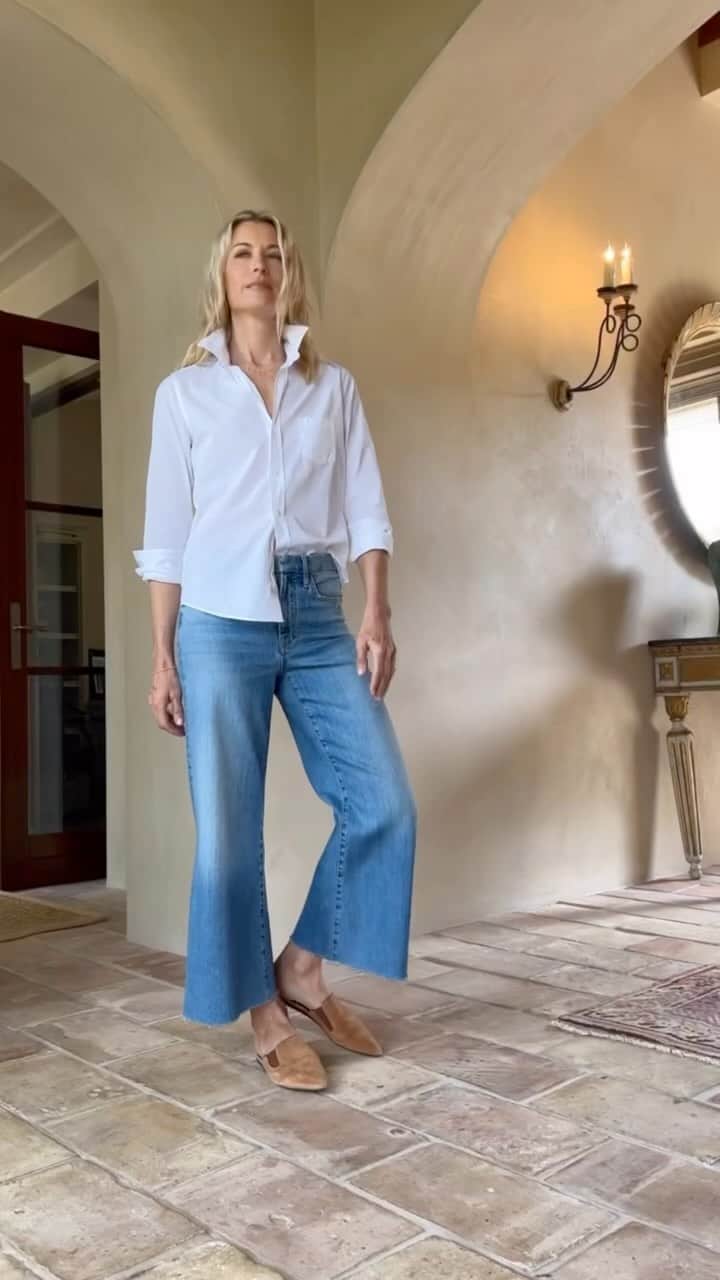 フランク&アイリーンのインスタグラム：「Our newest wide leg jean is all about everyday ease. Tap to shop Galway, The Gaucho Jean! #FrankandEileen」