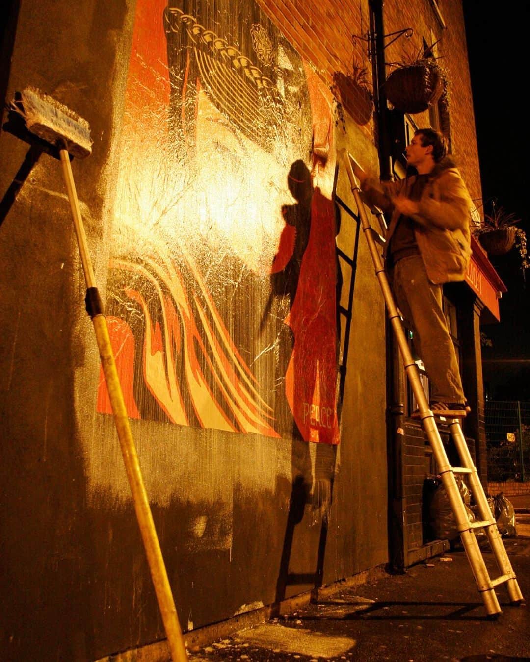 Shepard Faireyのインスタグラム：「I use Marshall McLuhan's phrase "the medium is the message" in a lot of my work, especially street art. With street art, there's no committee deciding whether I can put my work up on the street, there's no censorship, and I have total freedom of expression, and that concept of freedom is expressed just by using the street as a medium.⁠ –Shepard」