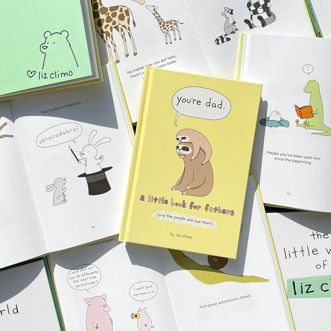 リズ・クライモのインスタグラム：「❤️🩵💜🩷💚 You’re Dad “a little book for fathers (and the people who love them)” written and illustrated by @lizclimo 🌈🫶.  Liz signed our copies and they are available in-store + online for shipping and local pick up.   You can also write a lil note inside the book cover, instead of a card! Super special ⭐️  Father’s Day is next week, June 18th (shop will be closed on this day)」