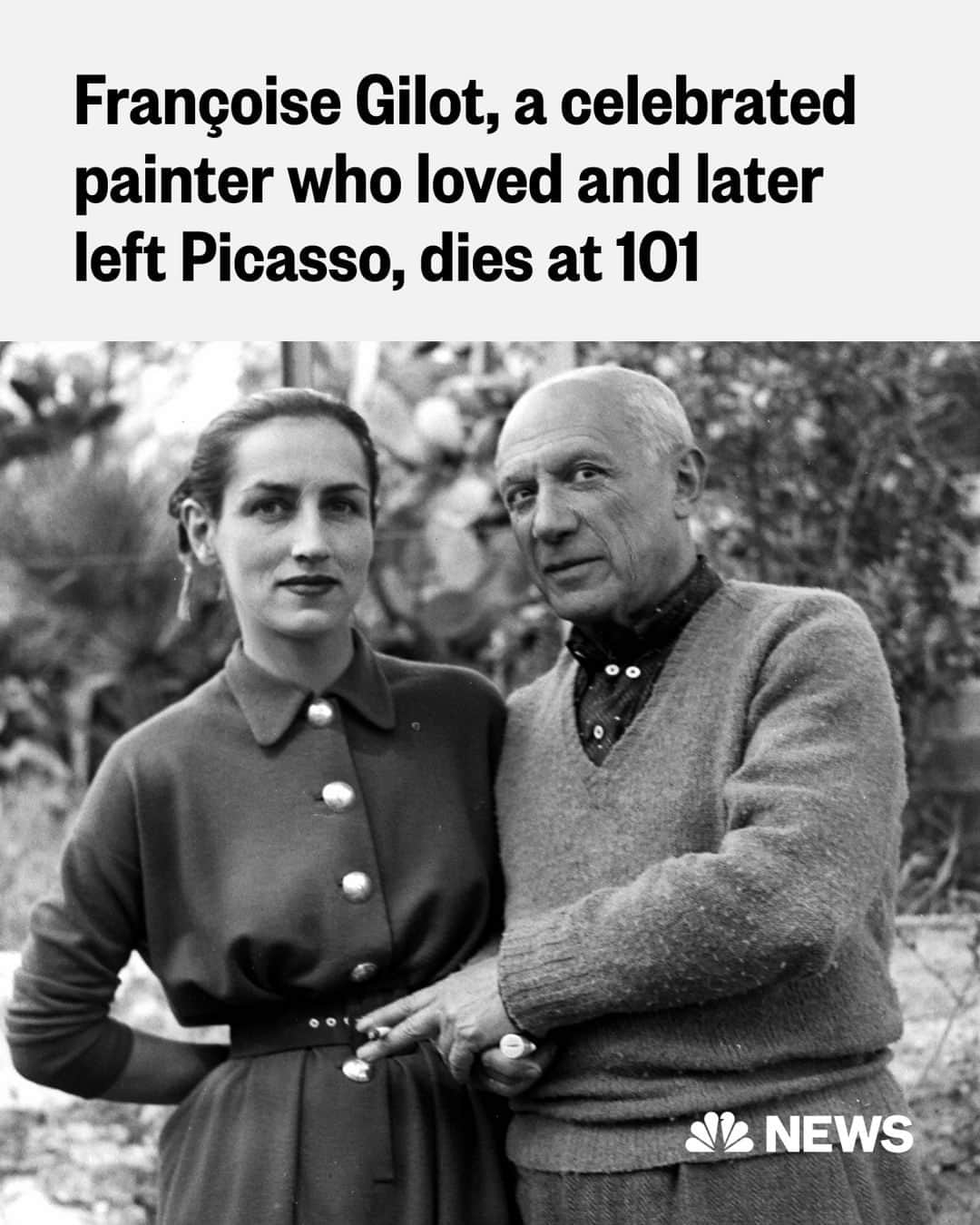 NBC Newsさんのインスタグラム写真 - (NBC NewsInstagram)「Françoise Gilot had long made her frustration clear that despite acclaim for her art, which she produced from her teenage years until five years ago, she would still be best known for her relationship with the older Picasso, whom she met in 1943 at age 21, his junior by four decades.   But unlike the other key women in Picasso’s life — wives or paramours — Gilot eventually walked out.  Gilot told The Guardian newspaper in 2016 that “I was not a prisoner” in the relationship.  “I’d been there of my own will, and I left of my own will,” she said, then 94. “That’s what I told him once, before I left. I said: ‘Watch out, because I came when I wanted to, but I will leave when I want.’ He said, ‘Nobody leaves a man like me.’ I said, ‘We’ll see.’ ”  Read more at the link in bio.  📷️ Tony Korody / Sygma via @gettyimages」6月12日 3時07分 - nbcnews