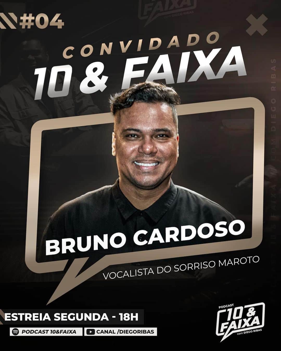 Sorriso Marotoのインスタグラム：「Anota na agenda, turma! 🤩 Essa segunda (12.06), tem estreia da participação do nosso @bcbrunocardoso, nos representando no @podcast10efaixa, apresentado pelo capitão @diegoribas10.  Foi um bate-papo incrível e vocês não podem perder lá no canal dele, às 18h. Já ativa as notificações! 💥」