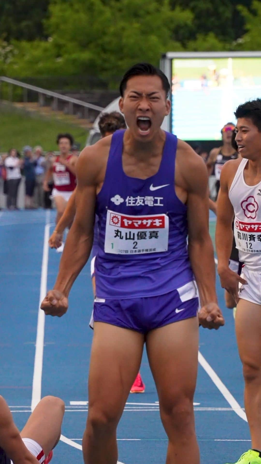 のインスタグラム：「【#日本選手権混成】 日本歴代6位で初優勝🎉  ／ ✨男子 #十種競技 ✨1位🥇#丸山優真（#住友電工）7816点 ＼  10秒90+0.1（883）－7m30-0.6（886）－13m15（676）－1m88（696）－49秒47（839）－14秒41-0.1（922）－40m16（668）－4m70（819）－57m94（707）－4分33秒85（720）  2日間、たくさんの応援ありがとうございました🥰  #頂点への挑戦 #U20日本選手権混成 ✅特設サイト https://www.jaaf.or.jp/jch/107/combined-events/」
