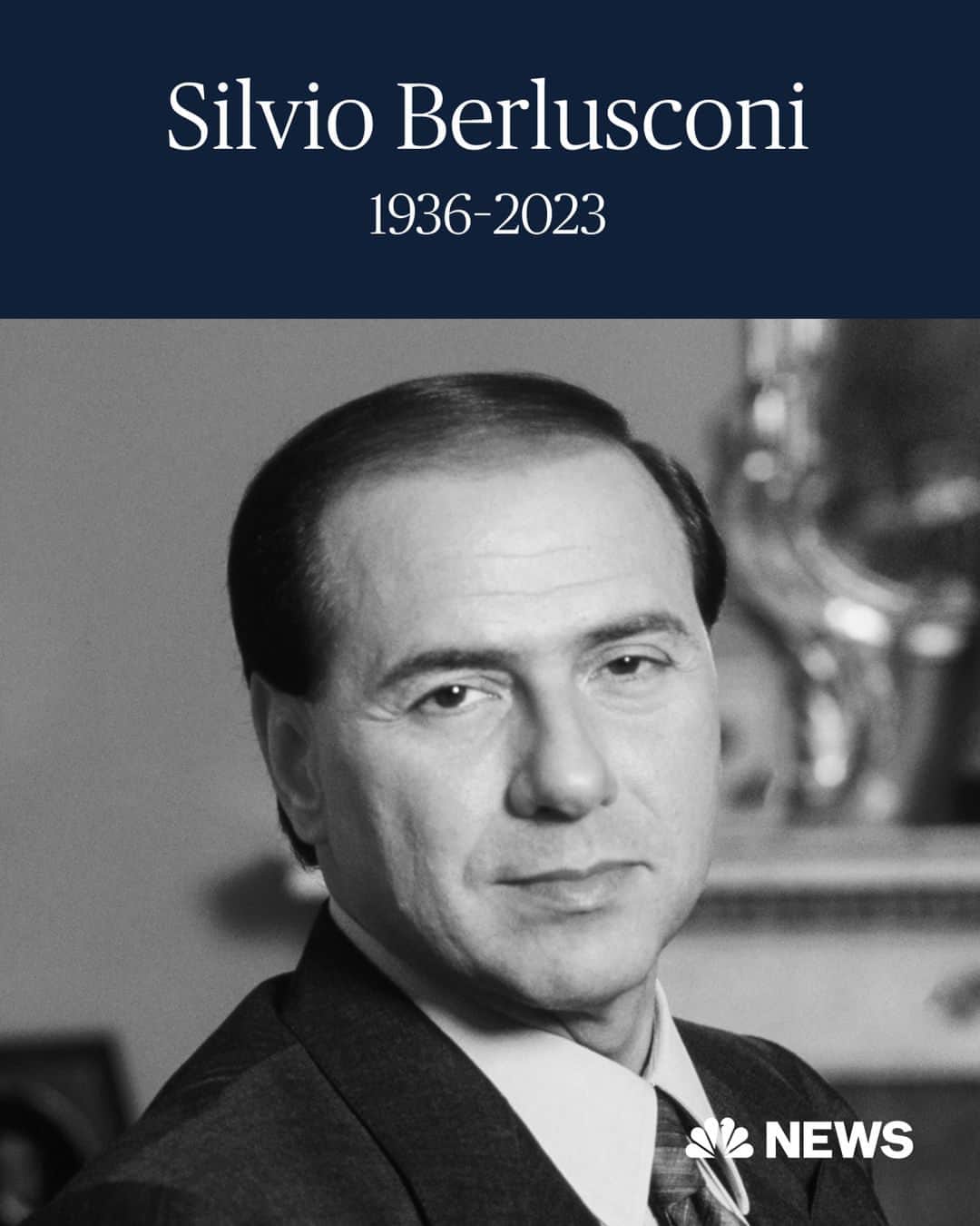 NBC Newsさんのインスタグラム写真 - (NBC NewsInstagram)「BREAKING: Silvio Berlusconi, the media tycoon who defied a succession of scandals to tower over Italian politics for decades, has died, according to Italian media. He was 86.  Italy's longest-serving premier, Berlusconi formed the country's largest media company before using his fame and wealth as the launchpad for a political career that saw him lead Italy three times.  Read more at the link in the bio.」6月12日 19時24分 - nbcnews