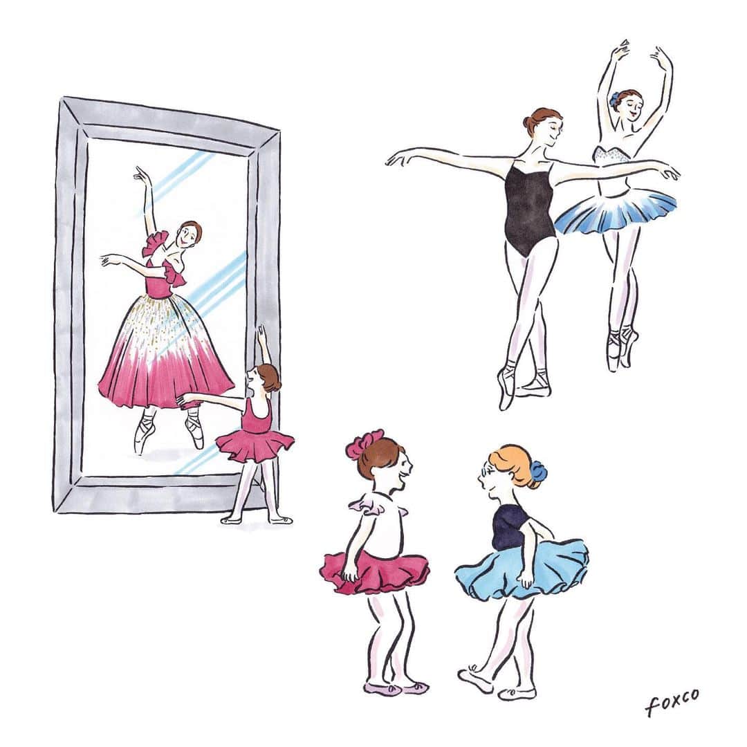 渡邉香織のインスタグラム：「Work for @theartists_2023 🌷  バレエを観に行くとバレエ少年少女たちの目がこっちがまぶしくなるくらい輝いていて、忘れないように踊りをなぞるように体を動かしたりする様子が大好き💐」