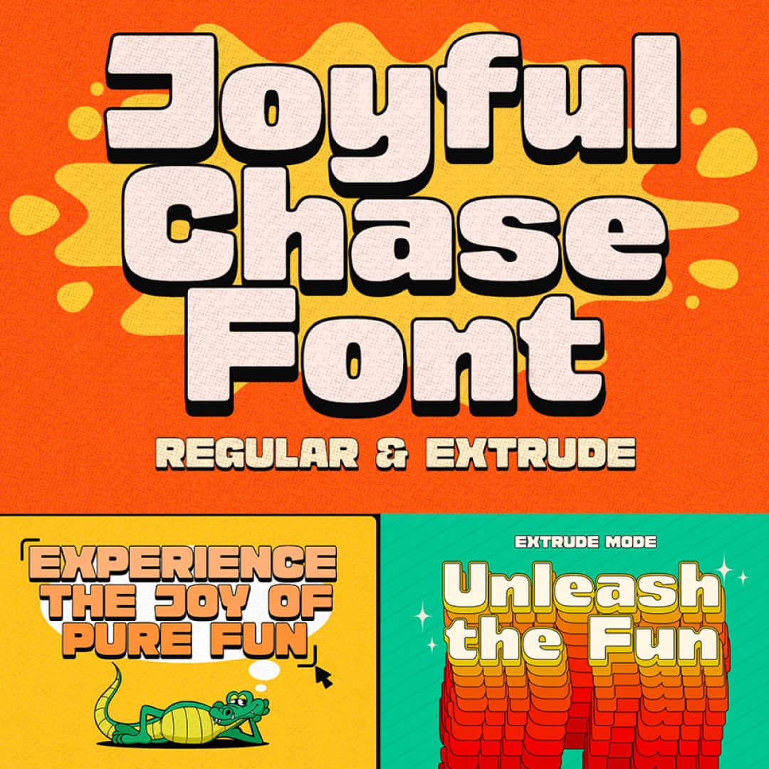 myfontsのインスタグラム：「Joyful Chase by Letterhend is a display that effortlessly combines playfulness & classic charm! These letterforms bring fun and excitement to your designs, making it ideal for children's books, cheerful branding, and creative projects that inspire happiness and wonder! Explore on MyFonts Today!」
