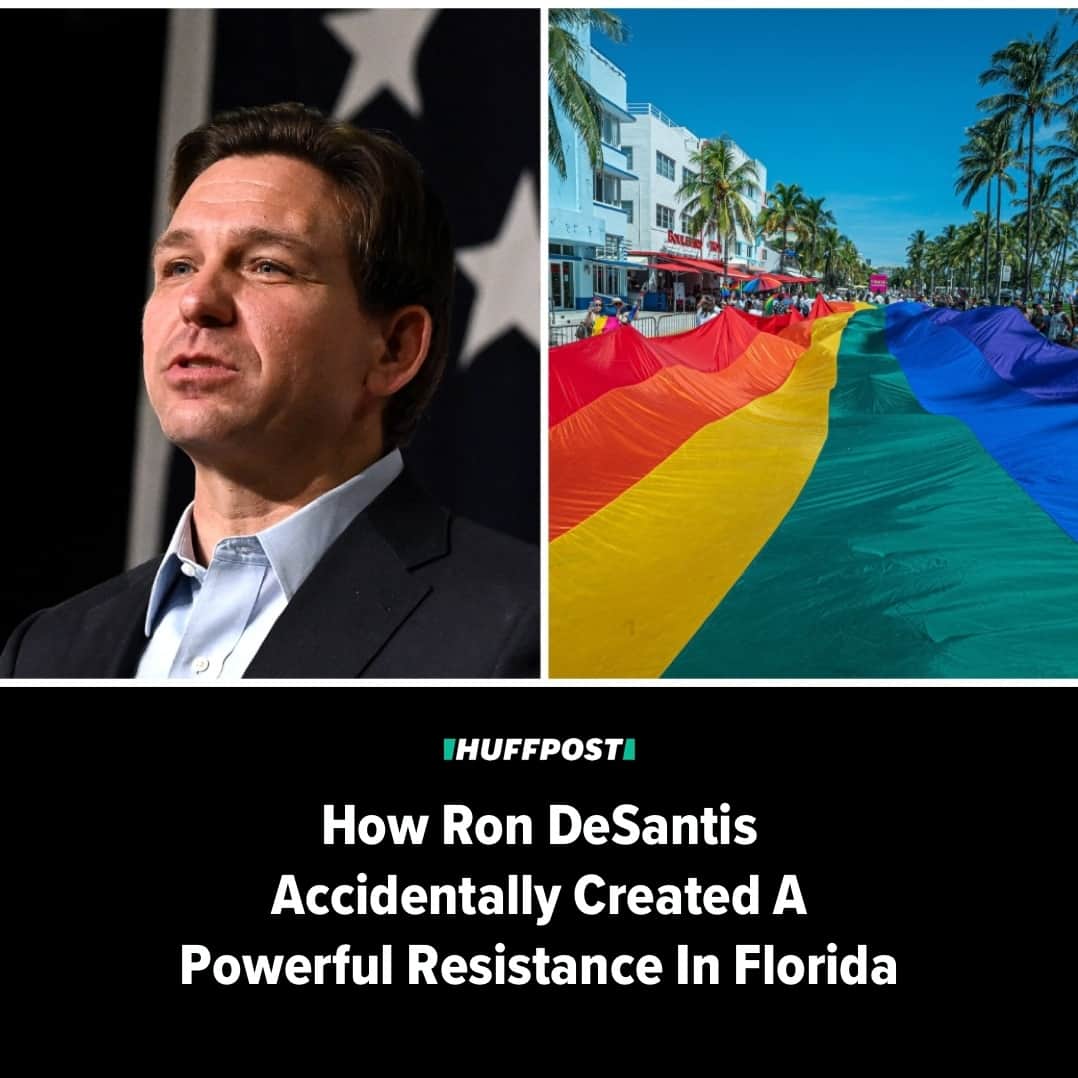 Huffington Postのインスタグラム：「In mid-May, Florida Gov. Ron DeSantis (R) signed a flurry of bills targeting LGBTQ+ people in all aspects of public life, including banning gender-affirming care for trans youth and adult Medicaid recipients, restricting drag performances, criminalizing trans people for using bathrooms that align with their gender, and barring educators from teaching students about gender and sexuality.⁠ ⁠ About two weeks after signing these laws — the culmination of the governor’s three-year legislative and administrative attack on transgender people, immigrants and people of color — DeSantis announced his Republican presidential campaign and his desire to model the rest of the country after Florida.⁠ ⁠ Some trans people who have the means have left the state because of the new laws. But many who have stayed say they’re living through a catalyzing moment for organized resistance, and they’re fighting back through everyday acts of defiance. ⁠ ⁠ HuffPost spoke with six trans organizers across the state who have been fighting back against DeSantis in myriad ways, from community education to art to personal resistance ― even while some organizers have had their own access to gender-affirming care threatened.⁠ ⁠ Read the full story at our link in bio. // 🖊️: Lil Kalish // 📷️: Getty Images, AP」