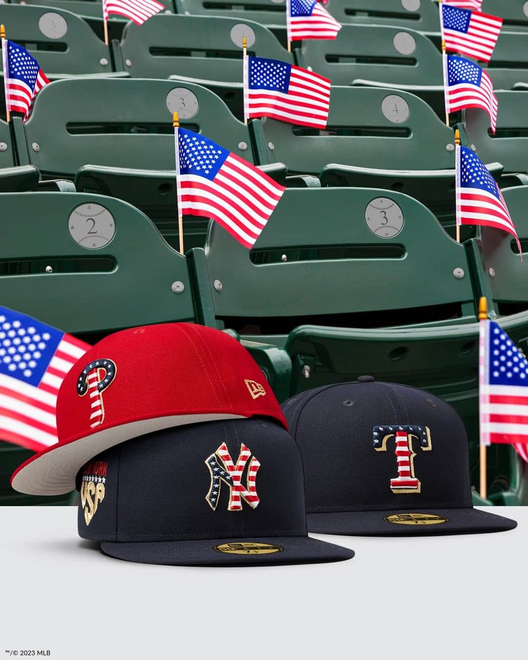 ニューエラ・キャップのインスタグラム：「Nothing brings us all together like America’s Pastime. Celebrate the Official On-Field Cap of Major League Baseball with the Independence Day Collection. Now available at New Era.」