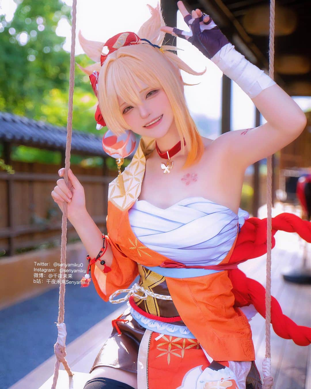 千夜未来のインスタグラム：「鳴神島の夏 #原神 #genshinimpact」