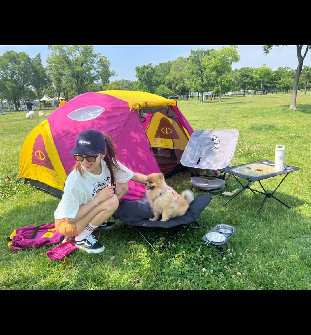 キム・ソラさんのインスタグラム写真 - (キム・ソラInstagram)「• 내집마련🏕️ 마루랑 캠크닉💕  #캠크닉 #camp #picnic」6月13日 0時10分 - sora.o_o