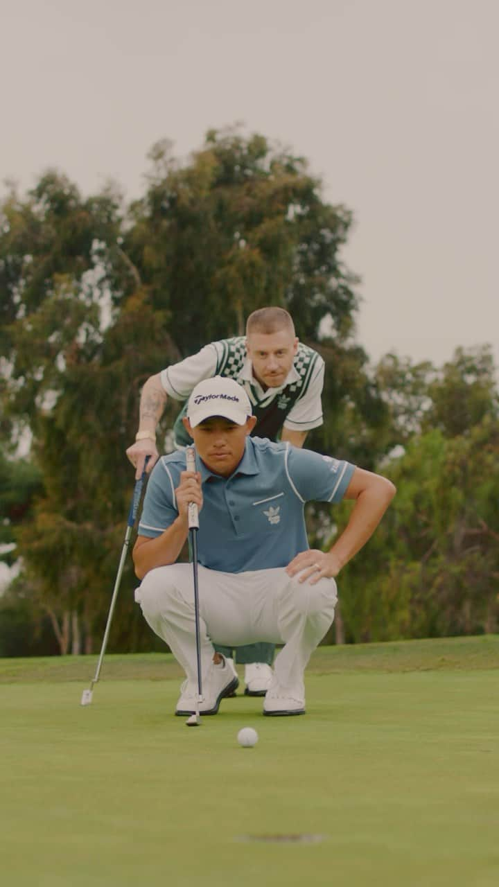 adidas Golfのインスタグラム：「@collin_morikawa is dialed for this week thanks to the new putting coach @macklemore   adidas x Bogey Boys collection out now👀」