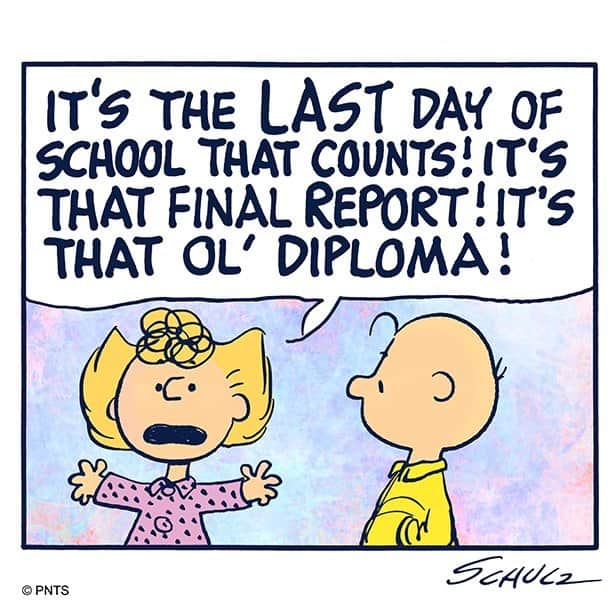 スヌーピーのインスタグラム：「When is school out?」