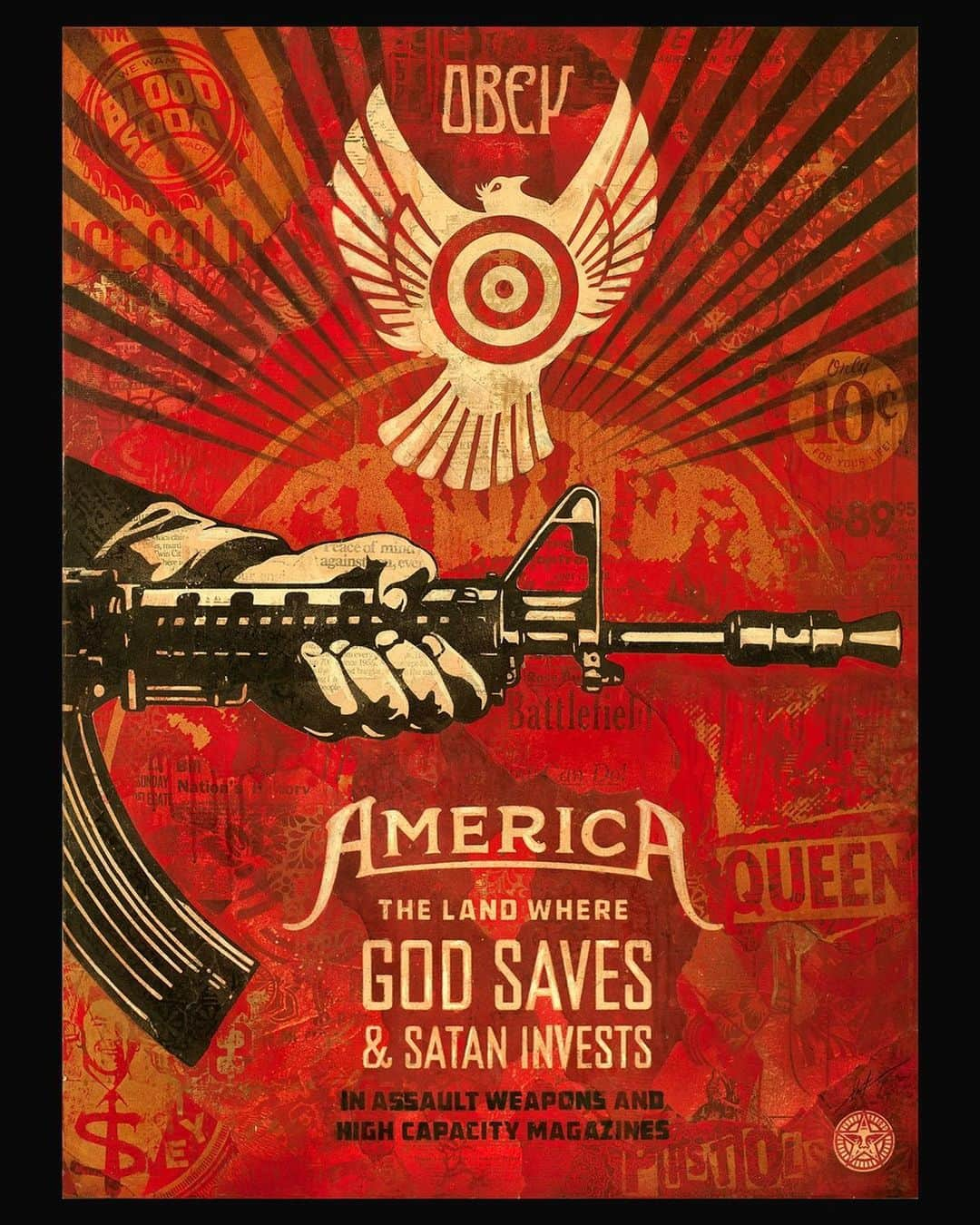 Shepard Faireyさんのインスタグラム写真 - (Shepard FaireyInstagram)「June is National Gun Violence Awareness Month. Gun violence is a serious problem that the NRA neglects to acknowledge, causing more and more American deaths. We live in a country that has largely glamorized the myth of the armed hero who protects the powerless and saves the day. The statistical facts demonstrate that the introduction of a gun into a household is far more likely to result in death by accident, suicide, or homicide from a family member than it is to be used in a justifiable act of self-defense. According to statistics gathered by the CDC, 327 people are shot daily in the United States. I stand with shooting survivors who’ve shown immense strength and bravery through the horrific massacres that continue to occur in our country, and I hope we can stand together against gun violence. It has been frustrating over the years to see little movement on things that most Americans agree on like background checks and closing the gun show loophole. It’s about time that we had a change. –Shepard  To read key statistics around gun violence, please check out the link in my bio from @bradybuzz.   #nationalgunviolenceawarenessmonth」6月13日 1時15分 - obeygiant