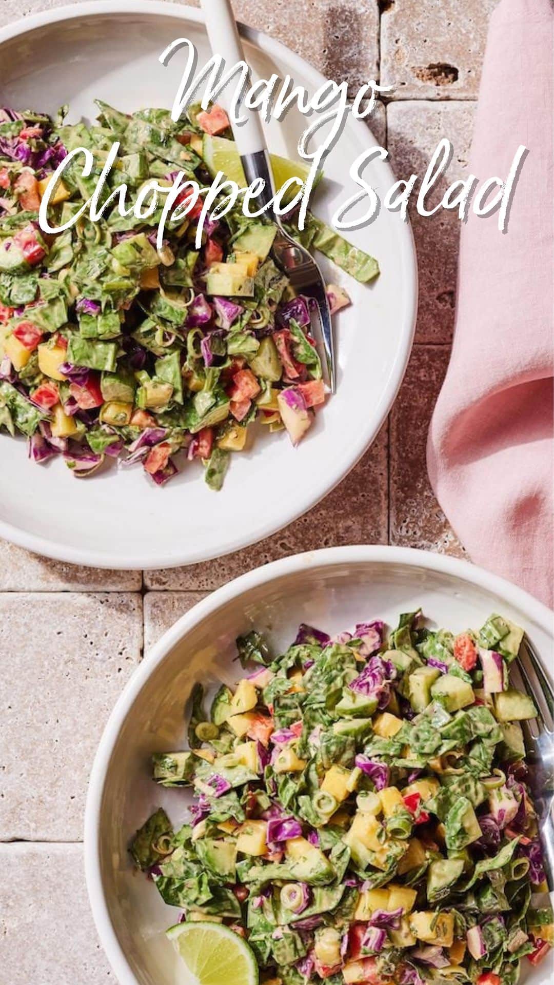 のインスタグラム：「Chopped Salad Season is HERE! Full recipe linked in my bio @whatsgabycookin https://whatsgabycooking.com/mango-cucumber-chopped-salad/」