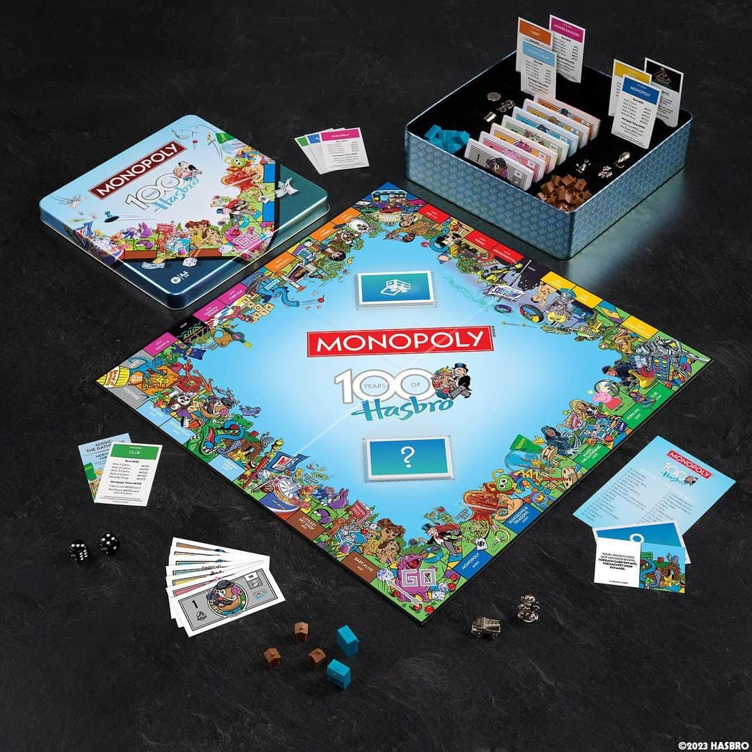 Hasbroさんのインスタグラム写真 - (HasbroInstagram)「🎉 Celebrate Hasbro's 100-year legacy with a limited edition Monopoly created by WS Game Company! Check out the custom illustrated game board that commemorates the anniversary by highlighting 90 of Hasbro's most acclaimed brands including Transformers, Peppa Pig, Magic: The Gathering, My Little Pony, Nerf and so many more.   This premium game comes encapsulated in an embossed unique collectible tin box and features Hasbro's iconic fun-loving characters at every corner of the board, components, and packaging. #hasbro100」6月13日 3時43分 - hasbro