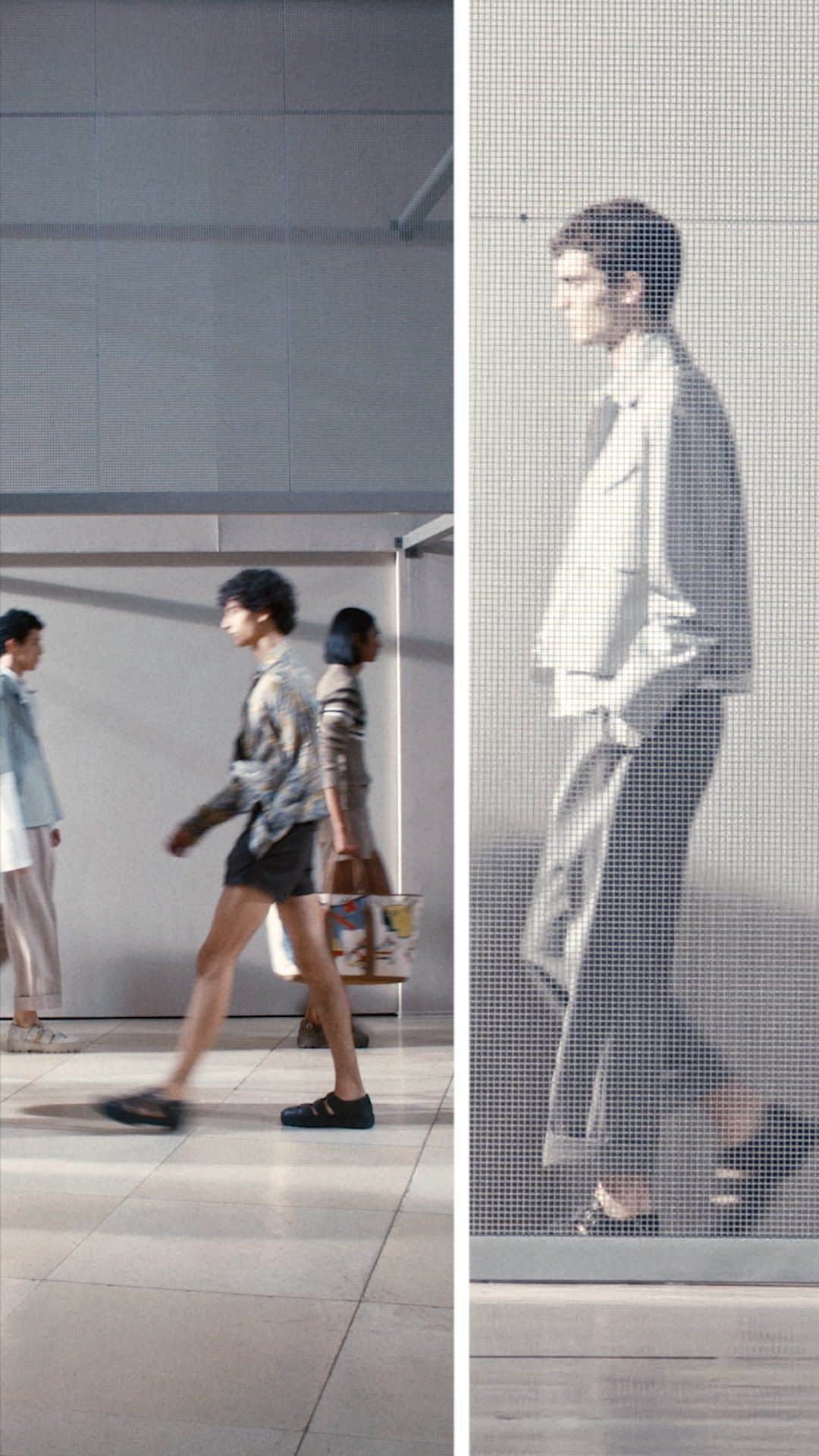 エルメスのインスタグラム：「A kaleidoscope of serene looks. A collection soft and sweet as a summer breeze, stirred by a tender strength. Clothing as architecture. The look is constructed with the weightlessness of daylight, of openwork.​  Men’s summer 2024 runway show, collection created by Véronique Nichanian. ​​ Watch the replay of the show with the link in bio. ​​​  #Summer2024​ #ParisFashionWeek​ #PFW​ #HermesHomme​ #Hermes」