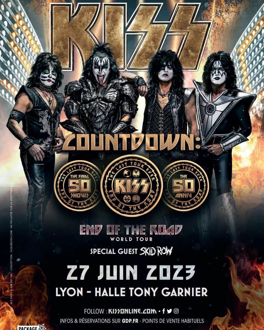 KISSのインスタグラム：「#Lyon! Tonight WE Rock! Be Loud & get Crazy, #KISSARMY!  #EndOfTheRoadTour #France」