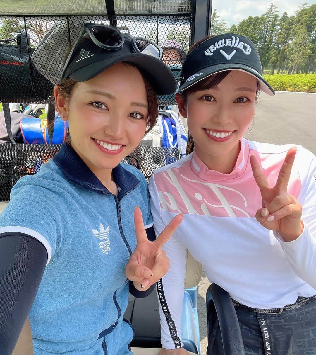のインスタグラム：「ちかこちゃんとゴルフ⛳️❤️ 久しぶりに会えて嬉しかった😊  ウェアは @adidasgolf × @bogeyboys 🩵 セットアップ可愛すぎた😍 私は160cmでMサイズ着用してます🥳 .  #アディダスゴルフ #ずっとゴルフ #giftedwithadidas #ゴルフ #ゴルフ女子 #ゴルフ男子 #スポーツ女子 # #golf #golfing #golfer #golfwear #ゴルフウェア #ゴルフコーデ #YouTube #골프 #골프여자 #高尔夫  #instagolf #ゴルフ好きな人と繋がりたい」
