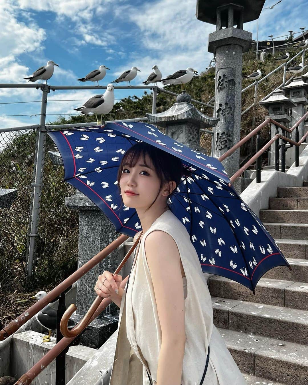 のインスタグラム：「青森素敵なところばっかり！ ウミネコさん達がすんんんんごいいて、自然の強さを肌で感じやした👀  #青森 #青森観光 #青森旅行 #八戸市 #蕪嶋神社 #ウミネコ #海猫 #旅行 #japantravel #japan #aomori」