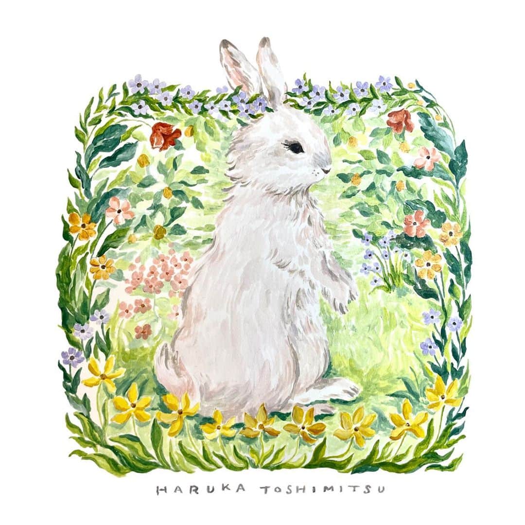 利光春華さんのインスタグラム写真 - (利光春華Instagram)「Garden🌿🌿🌿  #イラストレーション #illustration #利光春華  #artwork #rabbit」6月27日 20時35分 - harukatoshimitsu