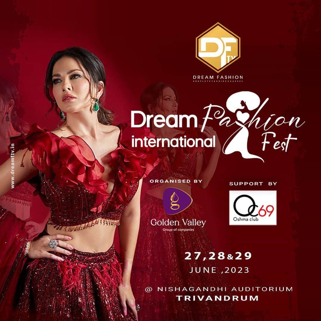サニー・レオーネさんのインスタグラム写真 - (サニー・レオーネInstagram)「Namaskaram Trivandrum!!  I am so excited to be back in kerala for Dream International Fashion Fest 2023 and walking the ramp! 😍 . . See You'll at Nisha Gandhi auditorium on June 29th and let's rock together 💃 . . @dreamfashiontv #daduoshma #oshmaclub69」6月27日 20時41分 - sunnyleone