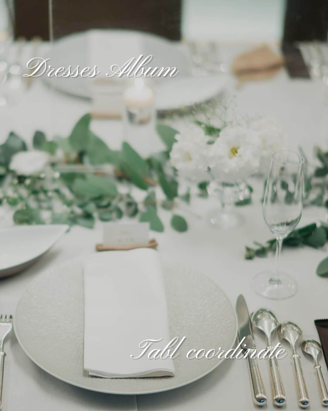 Dresses (ドレッシーズ)のインスタグラム：「←その他の投稿はこちらから  Dresses Album  今回は、Dresses花嫁のテーブルコーディネートをご紹介しました！  会場全体の印象にもつながり、写真にも残りやすいので こだわりたい大切なポイントですよね♡  ぜひおふたりの「テーマ」にぴったりなコーディネートをしてくださいね♪ 保存しておいてご参考ください✨  ___________________  Dressesブライダルカウンター  　　結婚準備に関わる ＼お役立ち情報を発信中／  ”ドレスと結婚式費用がおトクになる” ブライダルカウンターがお届けする 結婚準備情報メディアアカウント🕊  こんなあなたにオススメです💫  ✔︎結婚が決まりこれから準備を始める ✔︎楽しく結婚準備をすすめたい ✔︎おふたりらしい結婚式を叶えたい  お問合せ・ご来館予約は プロフィールの「連絡する」より 受け付けております💒  ▼その他のお役立ち情報はこちらから @dresses_weddings  ___________________ #テーブルコーディネート #卓上装花 #ドレッシーズブライダルカウンター #ドレッシーズ #ブライダルカウンター #結婚式場探し #式場探し #結婚式場見学 #式場見学 #結婚式場選び #式場選び #結婚準備 #結婚準備中 #式場紹介 #結婚式場紹介 #式場紹介 #結婚式準備レポ #結婚式準備レポ #福岡花嫁 #関西花嫁 #広島花嫁 #熊本花嫁 #鹿児島花嫁」