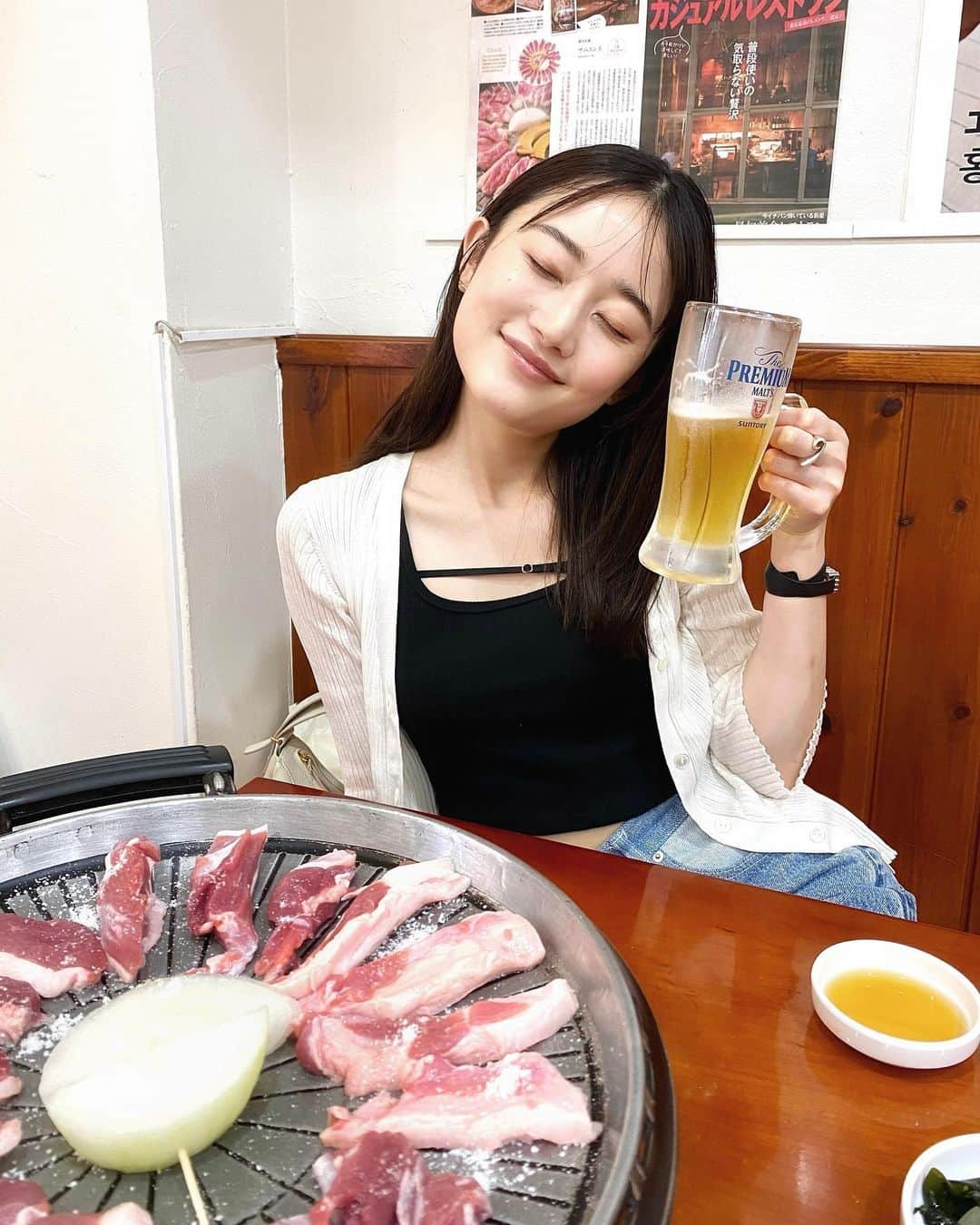 椎名美月さんのインスタグラム写真 - (椎名美月Instagram)「🍻  お昼に飲むと眠くなってしまう昼ビール いくらでも食べられそうなあっさり合鴨の塩焼き スフレみたいなケランチム ずっと食べてみたかったスンデ チーズに溺れたトッポギ 暑い日に熱いもの食べたおでん 念願白いポンデまたミスド食べ放題したい」6月27日 21時13分 - mitsuki__shiina