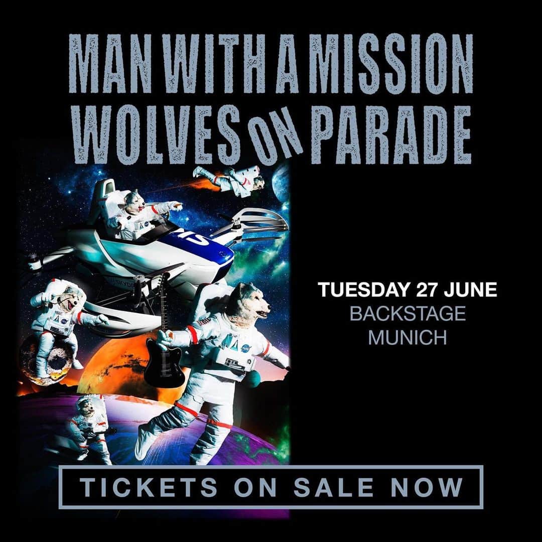 Man With A Missionさんのインスタグラム写真 - (Man With A MissionInstagram)「Tonight is the last headline show on the Wolves on Parade Tour of the US, Canada, UK and Europe! 🐺😭  @backstagemunich are you ready?! 🙌 Tickets available on the door or in advance via the link in bio.  #mwam #mwammunich #backstagemuncih」6月27日 23時23分 - mwamofficial