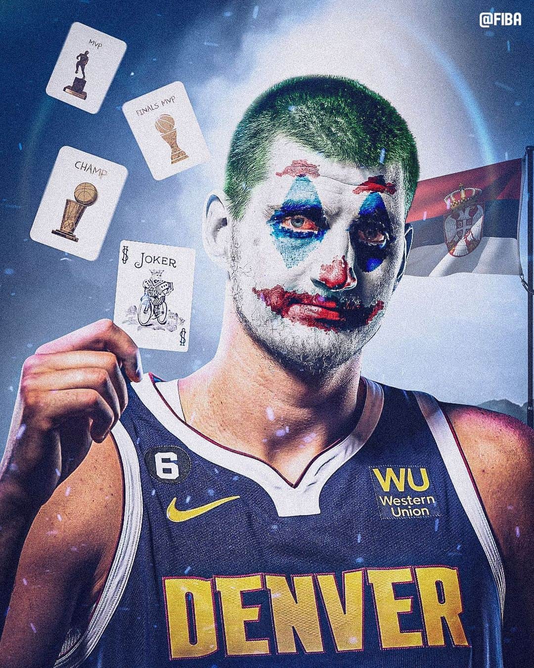 FIBAさんのインスタグラム写真 - (FIBAInstagram)「Joker of all trades 🃏   Nikola Jokic and the Nuggets are the NBA champions! 🏆」6月13日 12時00分 - fiba