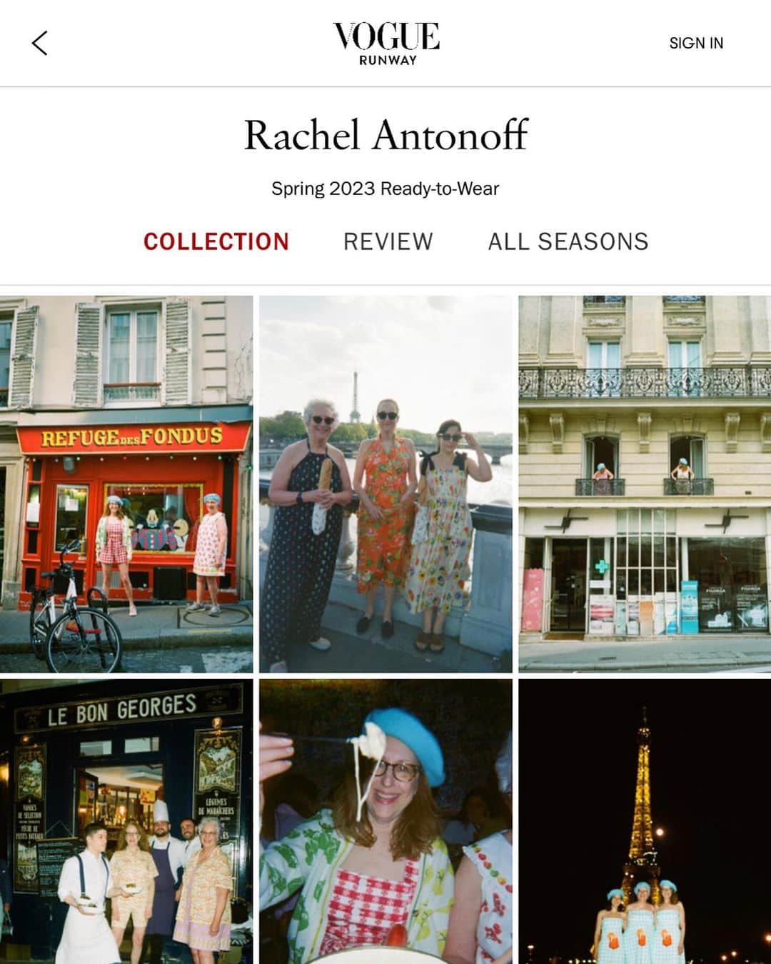 レイチェル アントノフのインスタグラム：「The Spring Summer 23 lookbook titled “Will you take our picture?” is now up on @voguerunway ❣️ Starring Shira Antonoff, Mindy Evnin and yours truly. Photos by me and patient strangers around Paris.」